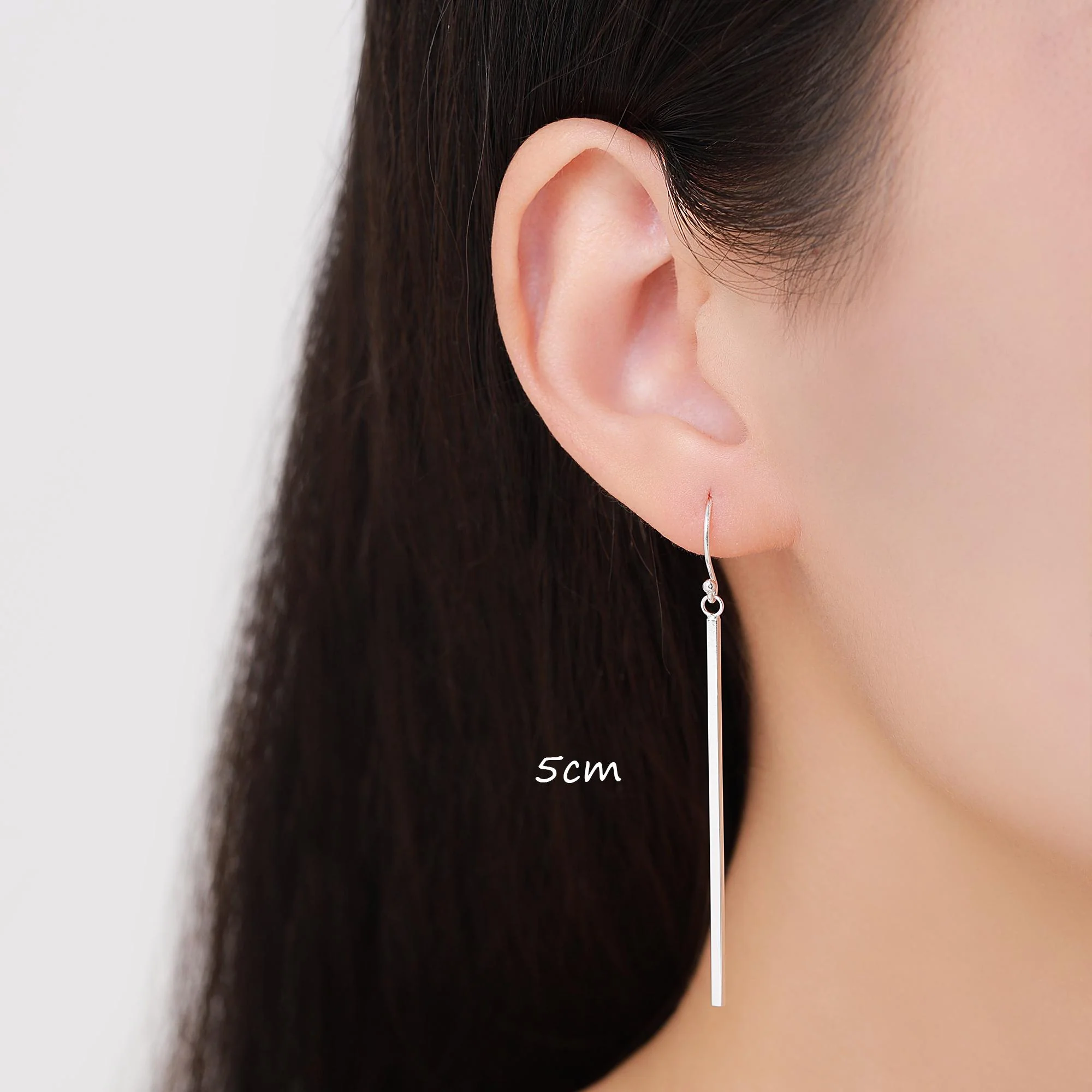 Sterling Silver Asymmetric Dangle Bar Earrings in Sterling Silver, Silver Asymmetric Bar Earrings, Long Bar Dangle Earrings - Image 5