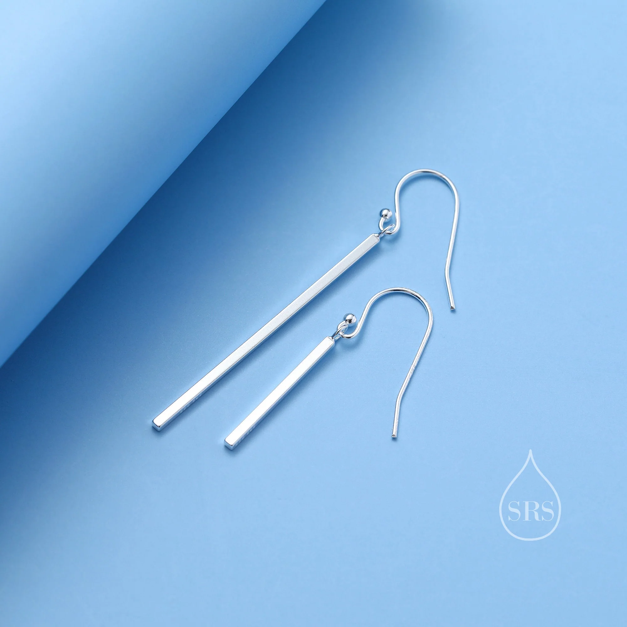 Sterling Silver Asymmetric Dangle Bar Earrings in Sterling Silver, Silver Asymmetric Bar Earrings, Long Bar Dangle Earrings - Image 6