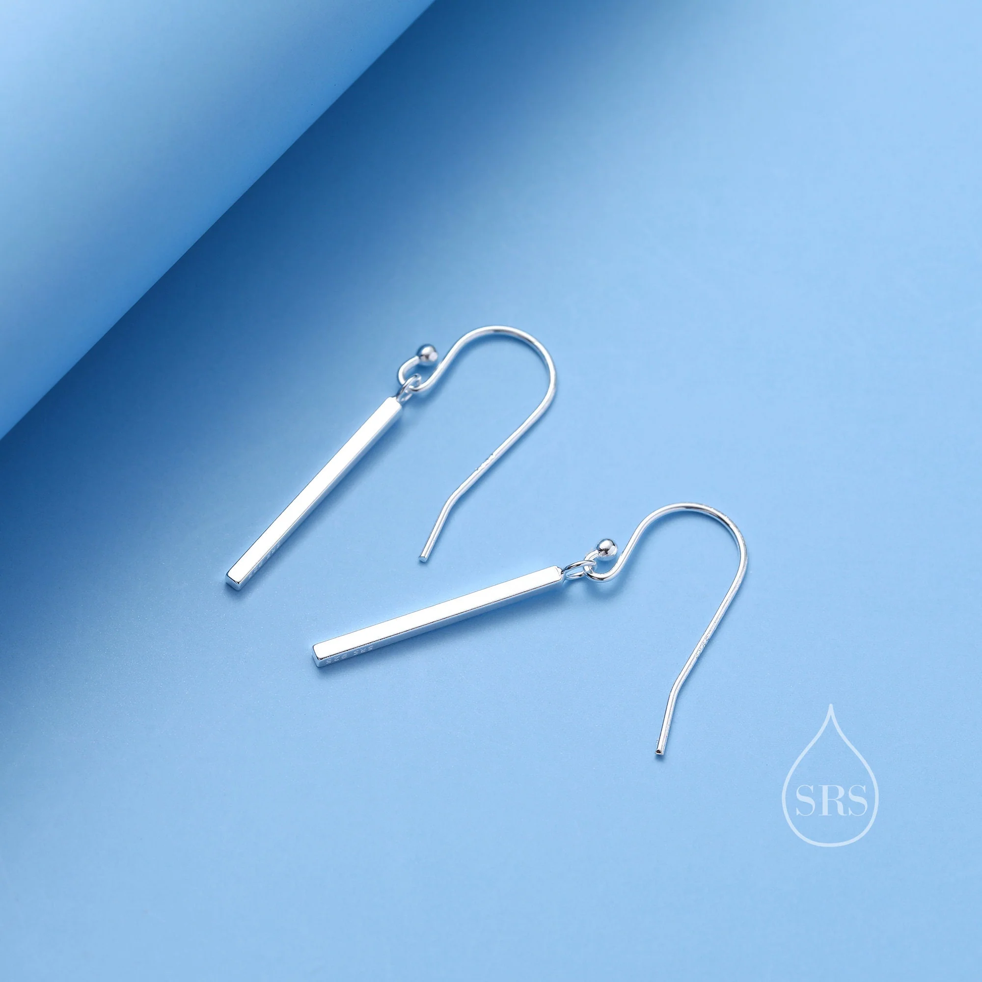 Sterling Silver Asymmetric Dangle Bar Earrings in Sterling Silver, Silver Asymmetric Bar Earrings, Long Bar Dangle Earrings - Image 9