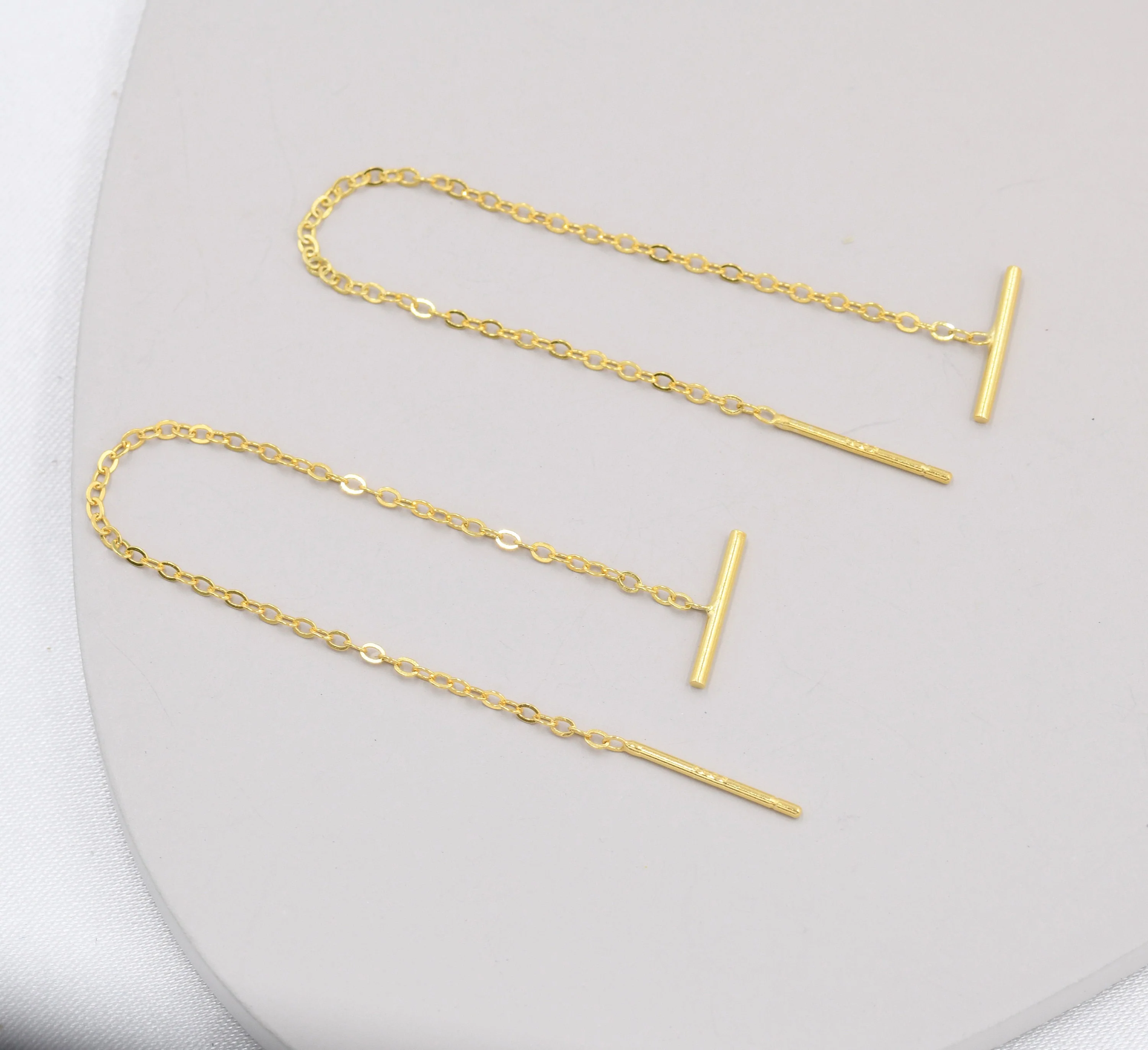Sterling Silver Bar Ear Threader, Silver, Gold and Rose Gold, Minimal Long Threader earrings, Minimalist Ear Threaders, Two Way of Wearing - Image 8
