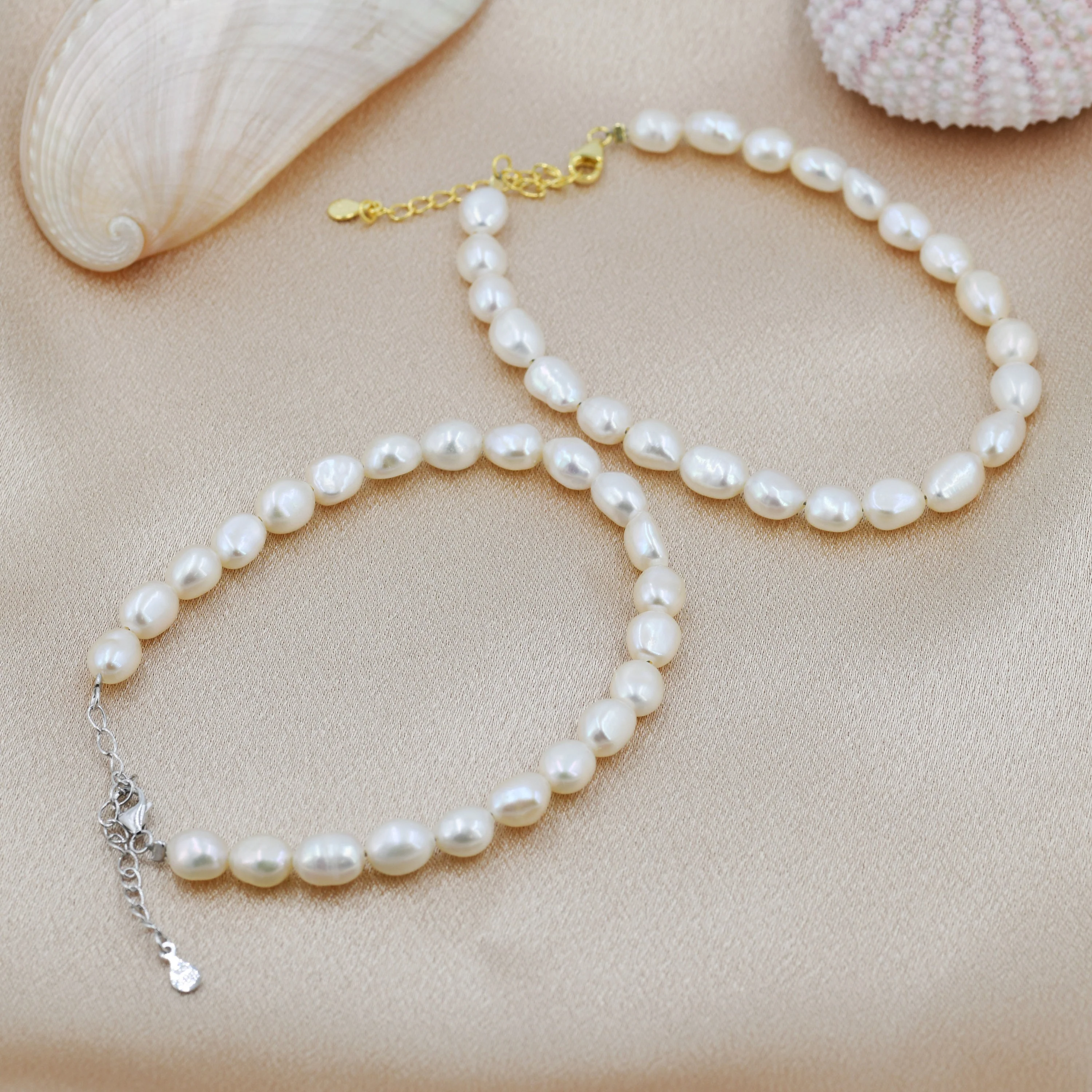 Sterling Silver Baroque Pearl Bracelet, Silver or Gold, Genuine Fresh Water Pearls, Natural Pearl Bracelet - Image 6