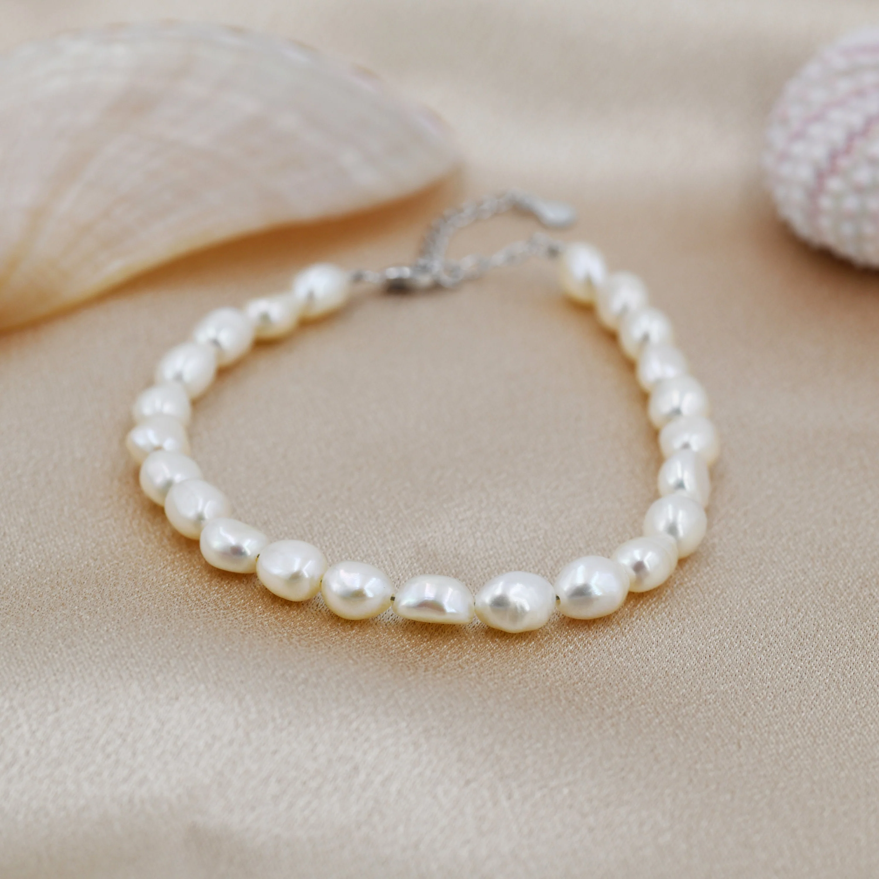 Sterling Silver Baroque Pearl Bracelet, Silver or Gold, Genuine Fresh Water Pearls, Natural Pearl Bracelet - Image 7