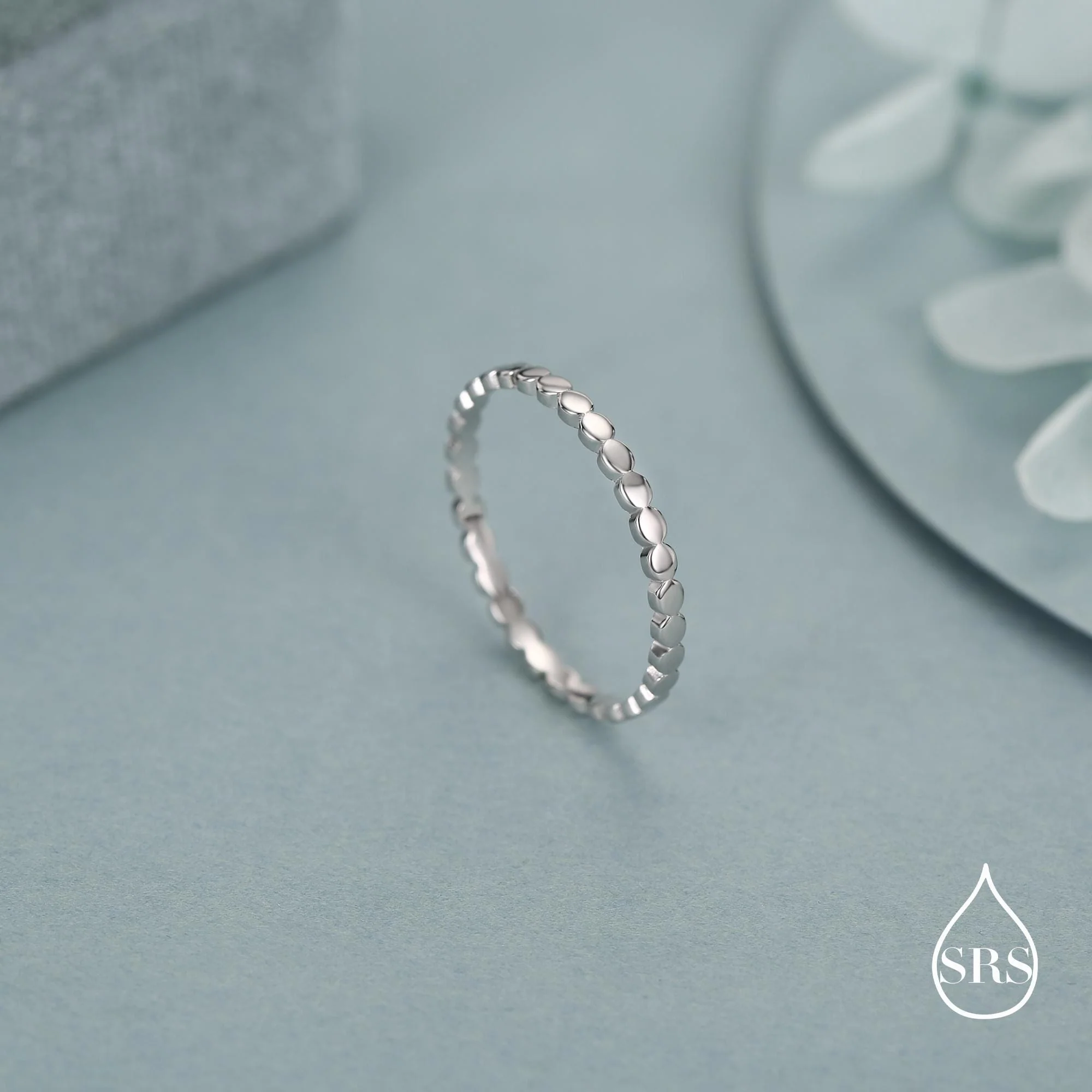 Sterling Silver Beaded Dot Band Ring - Image 4