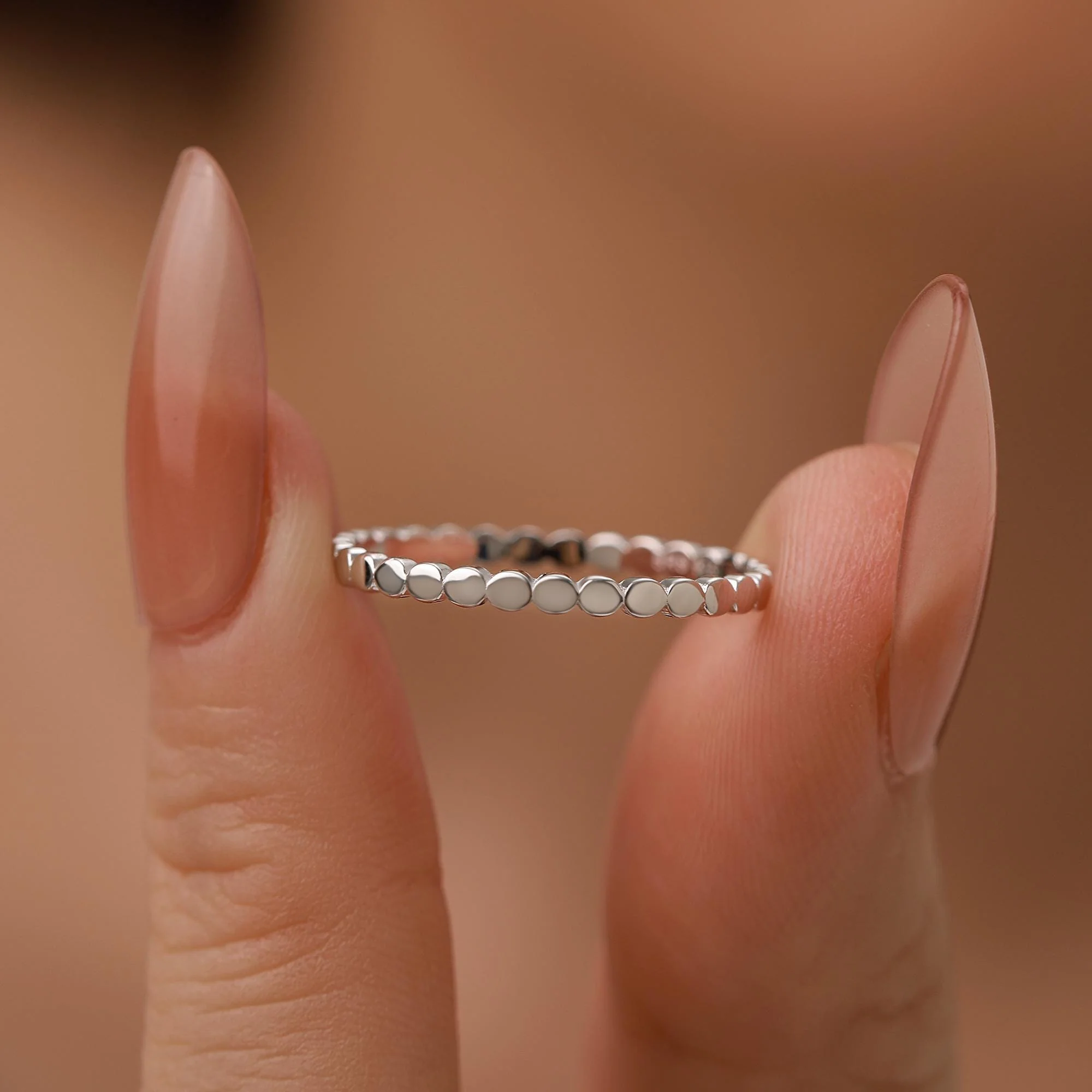 Sterling Silver Beaded Dot Band Ring - Image 8