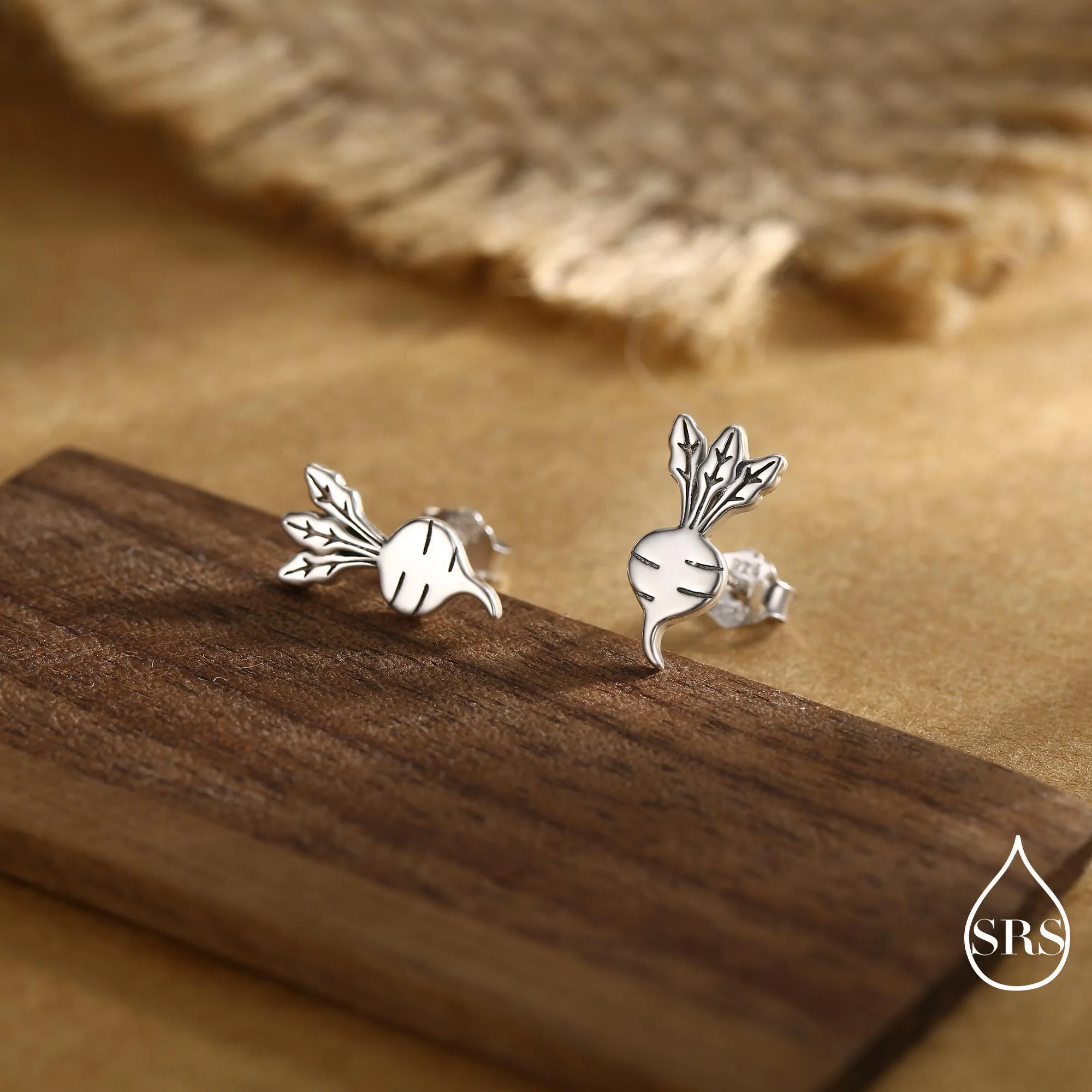 Sterling Silver Beetroot /Radish Stud Earrings – Silver or Gold or Rose Gold Finish - Vegetable Design, Minimalist Botanical Jewellery - Image 3