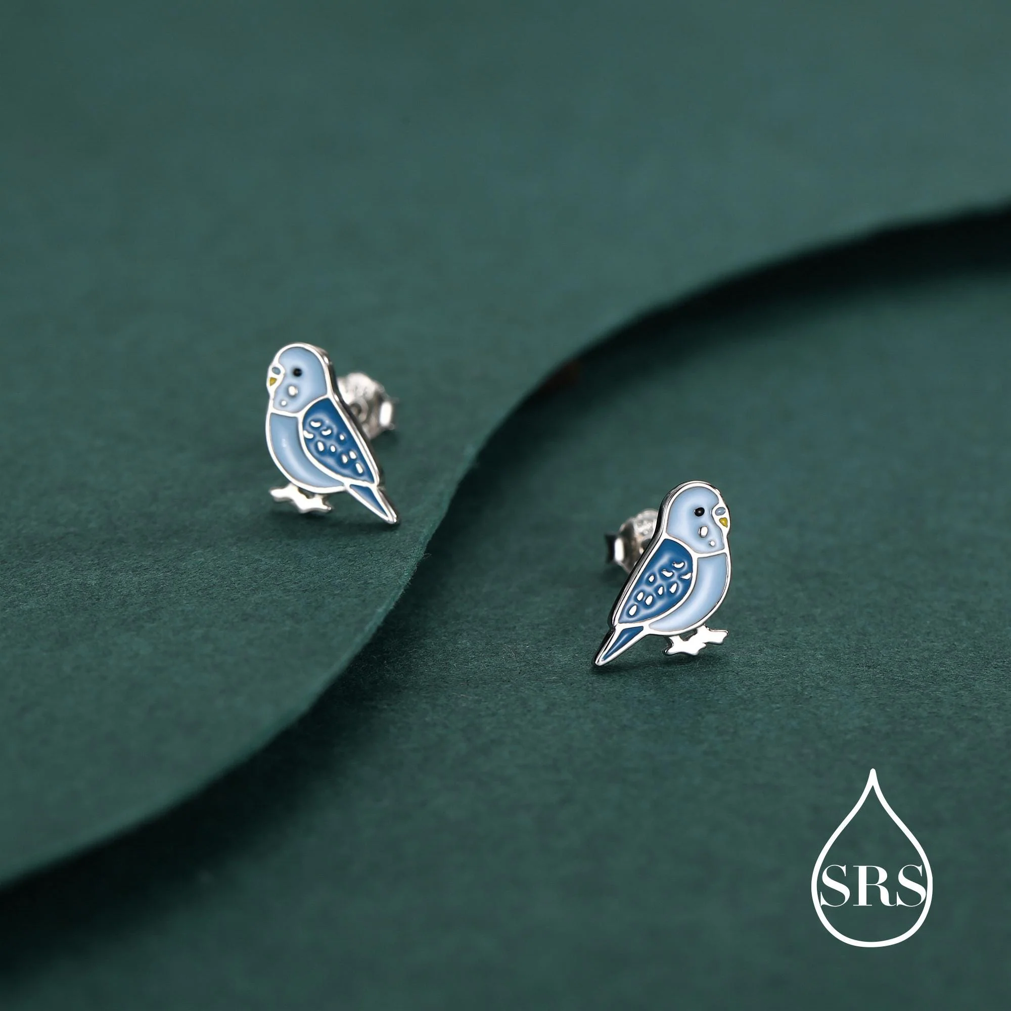 Sterling Silver Blue Enamel Budgie Stud Earring, Blue Pet parakeets Earrings, Nature-Inspired Animal Earring, Parrot Earrings - Image 5