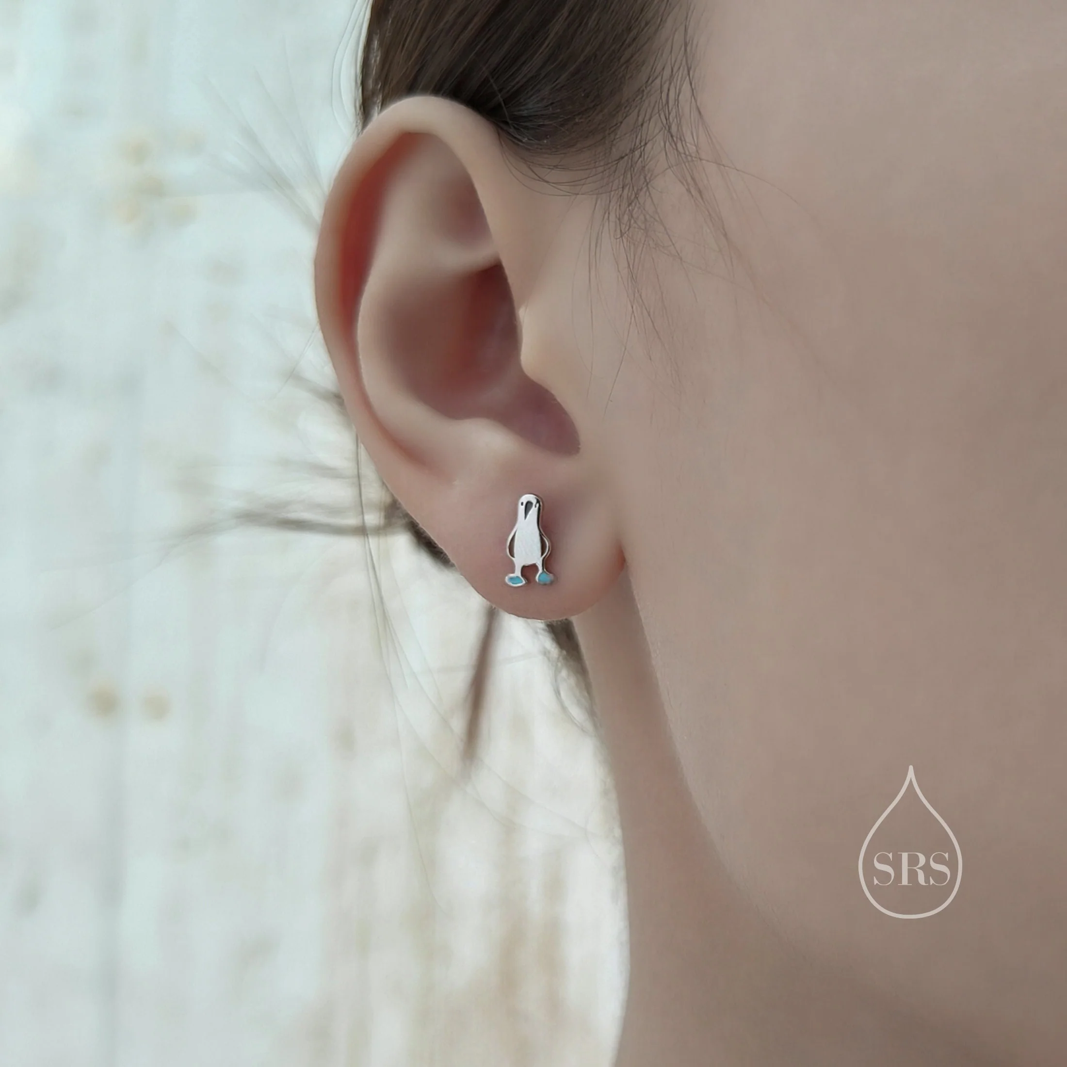 Sterling Silver Blue Footed Boobie Stud Earrings, Cute Blue-Footed Boobie Bird Stud Earrings, Fun and Quirky Bird Jewellery - Image 2