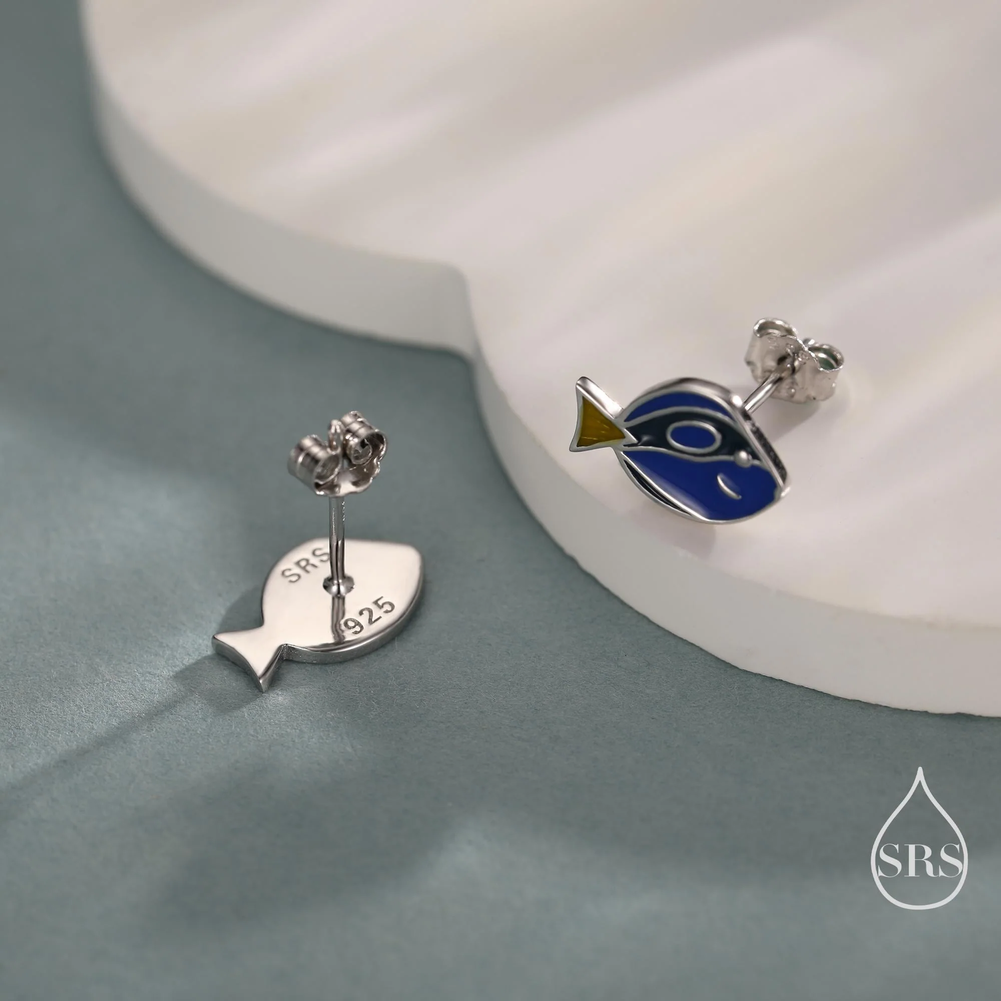 Sterling Silver Blue Tang Fish Stud Earring, Enamel Fish Earrings, Tiny Fish Earrings, Tiny Tropical Fish Stud - Image 4