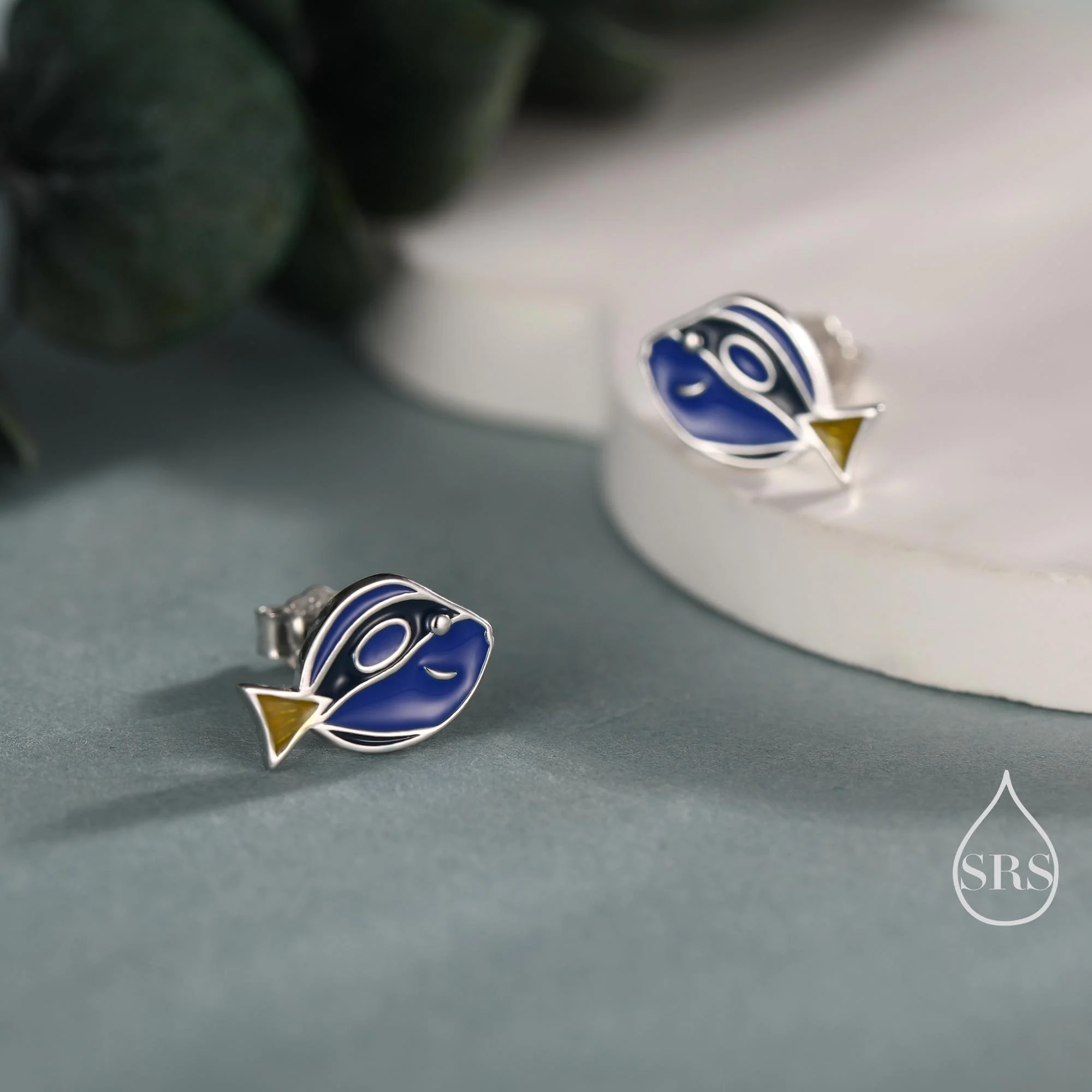 Sterling Silver Blue Tang Fish Stud Earring, Enamel Fish Earrings, Tiny Fish Earrings, Tiny Tropical Fish Stud - Image 6