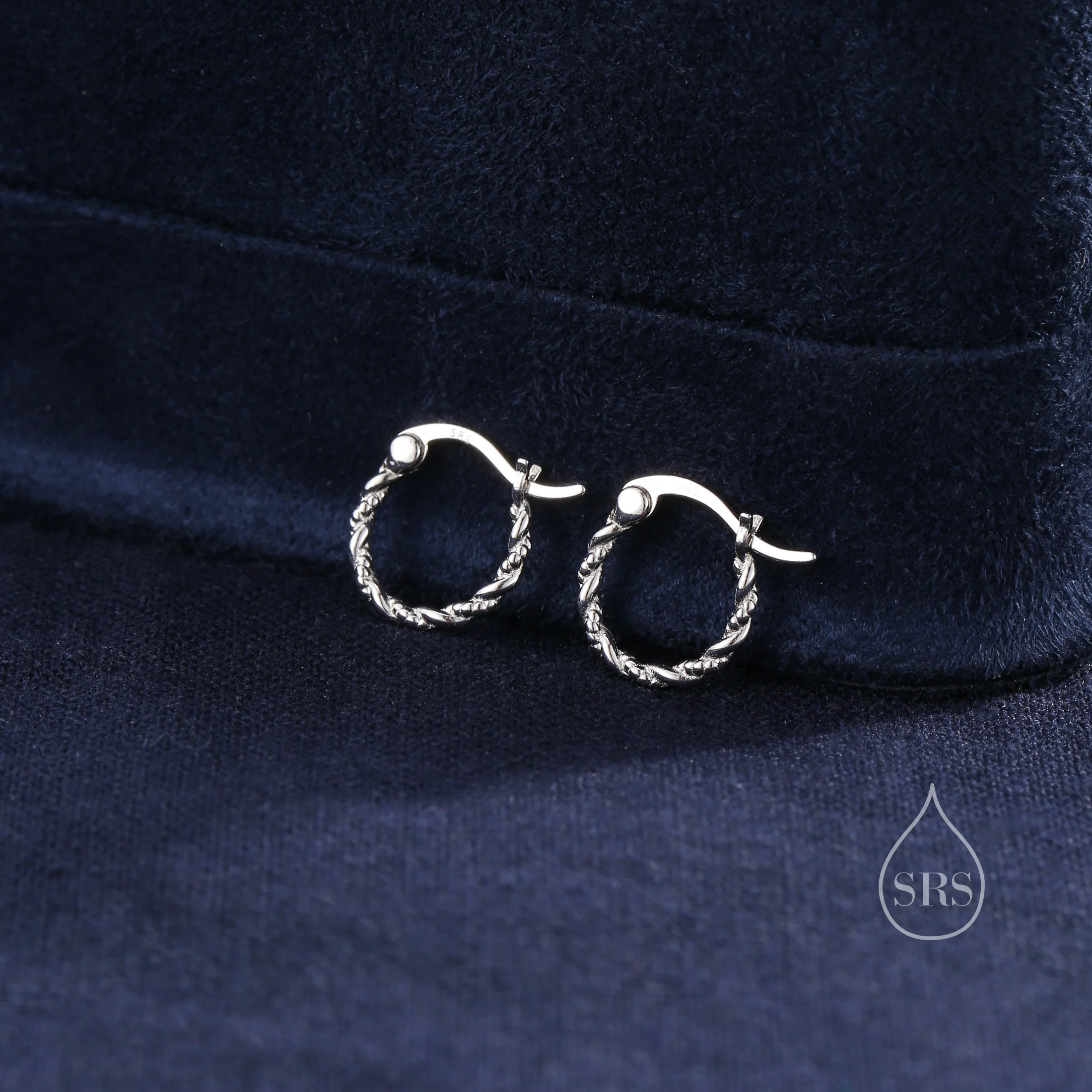 Sterling Silver Braided Huggie Hoops, Twist Hoops, Polished or Oxidised Finish, Intertwining Hoop Earrings, Dainty Huggie Hoops Earrings - Image 3