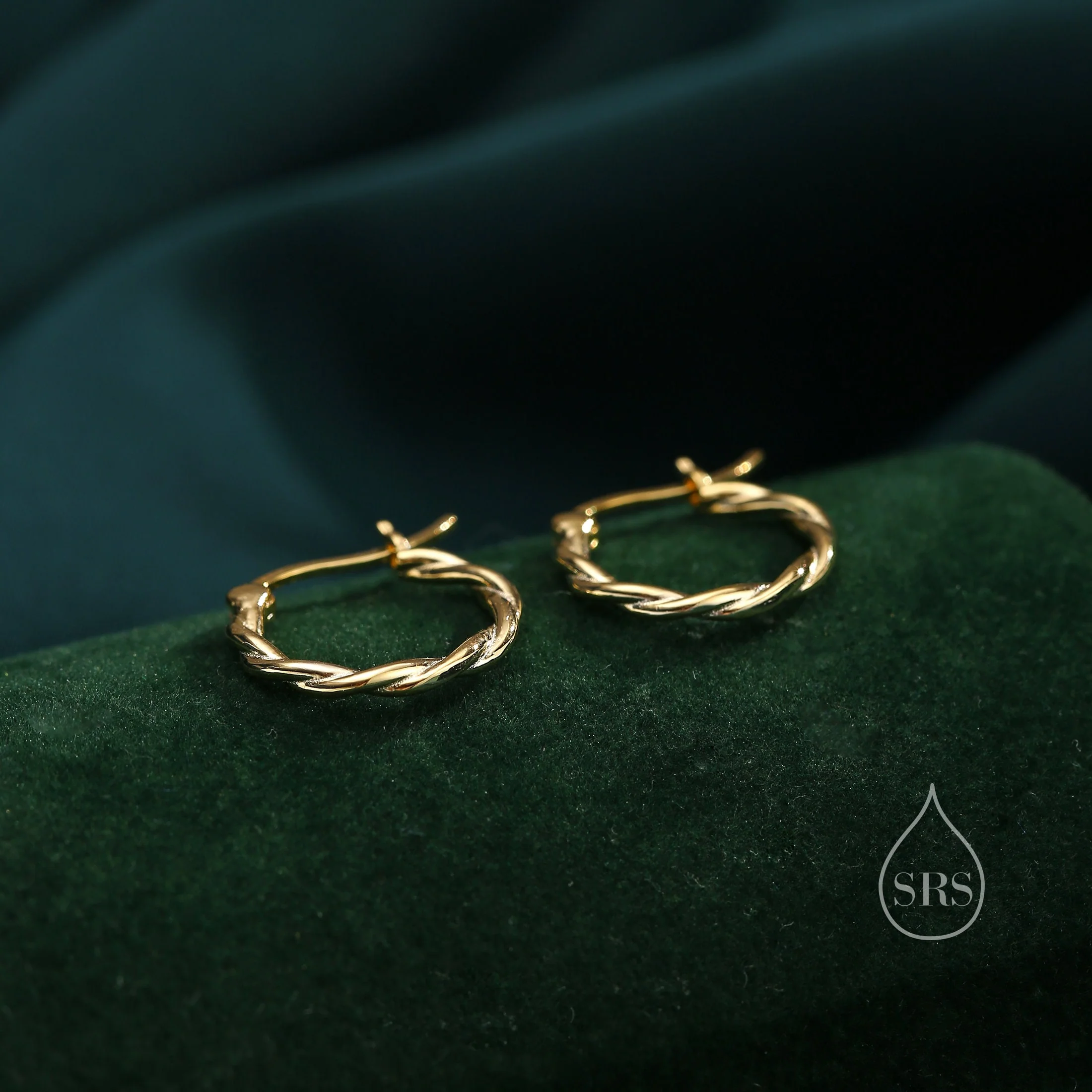 Sterling Silver Braided Huggie Hoops, Twist Hoops, Silver or Gold, Intertwining Hoop Earrings, Dainty Huggie Hoops Earrings, Mobius Hoops - Image 2