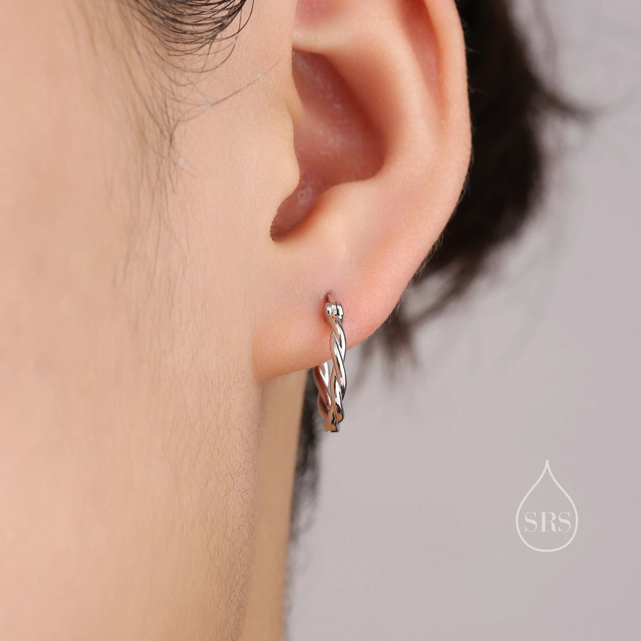 Sterling Silver Braided Huggie Hoops, Twist Hoops, Silver or Gold, Intertwining Hoop Earrings, Dainty Huggie Hoops Earrings, Mobius Hoops - Image 3
