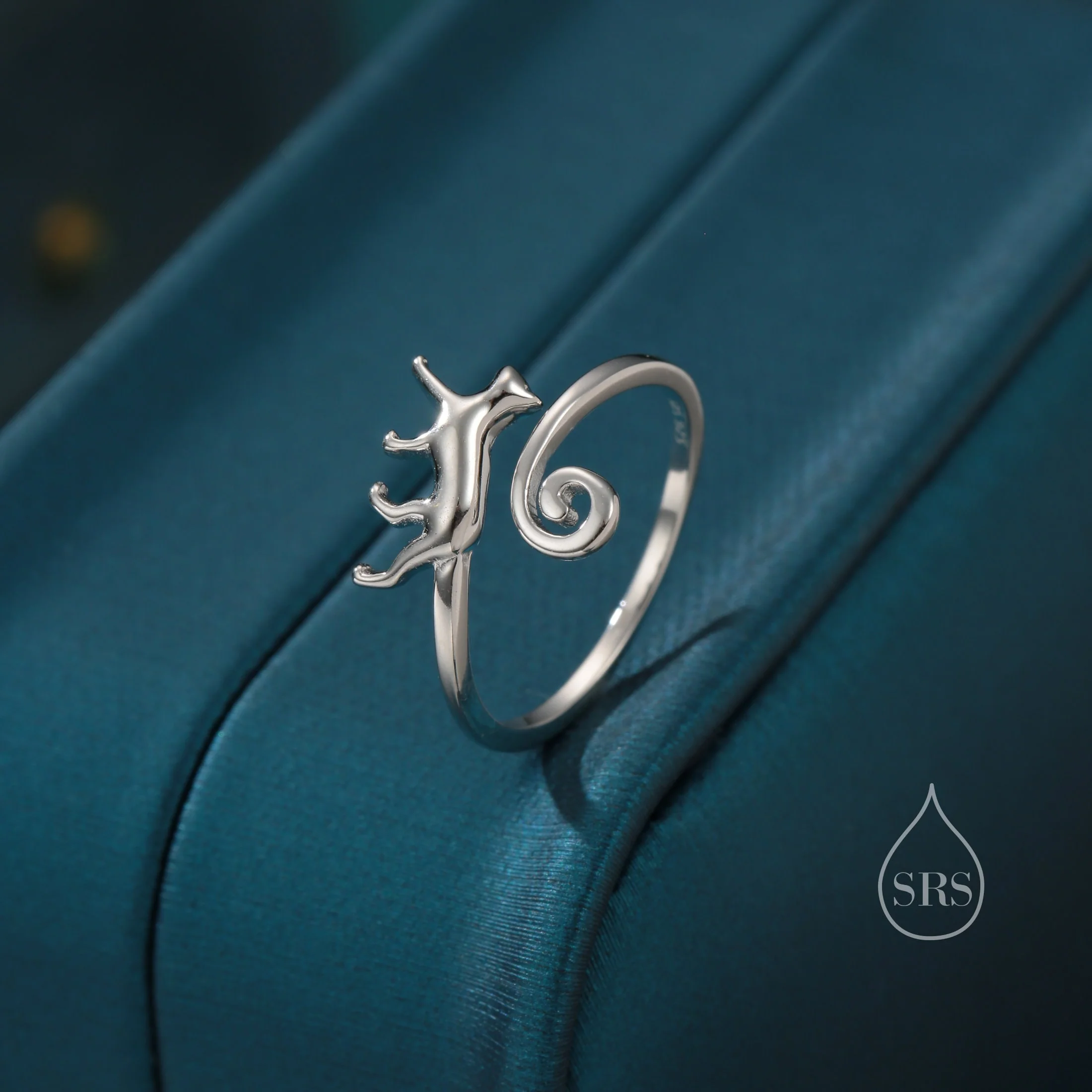Sterling Silver Cat Ring, Adjustable Sized Ring, Open Ring, Stacking Rings - Image 3