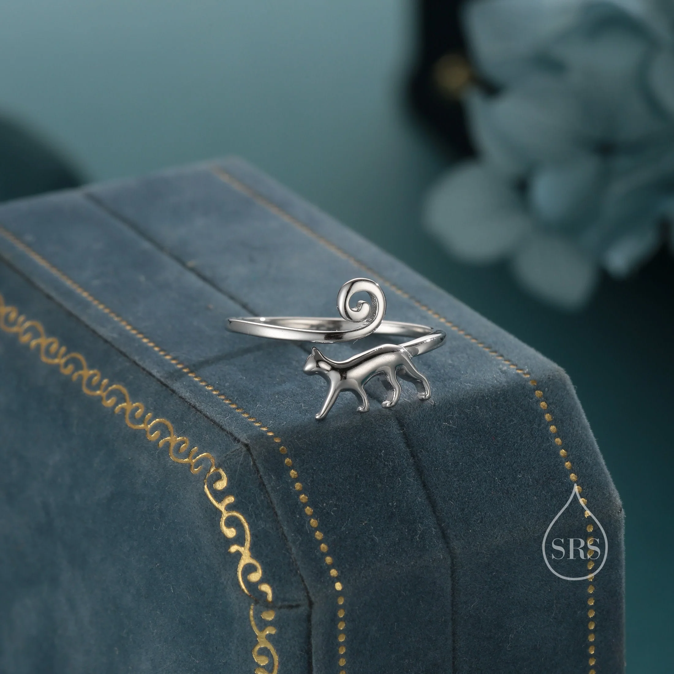 Sterling Silver Cat Ring, Adjustable Sized Ring, Open Ring, Stacking Rings - Image 4