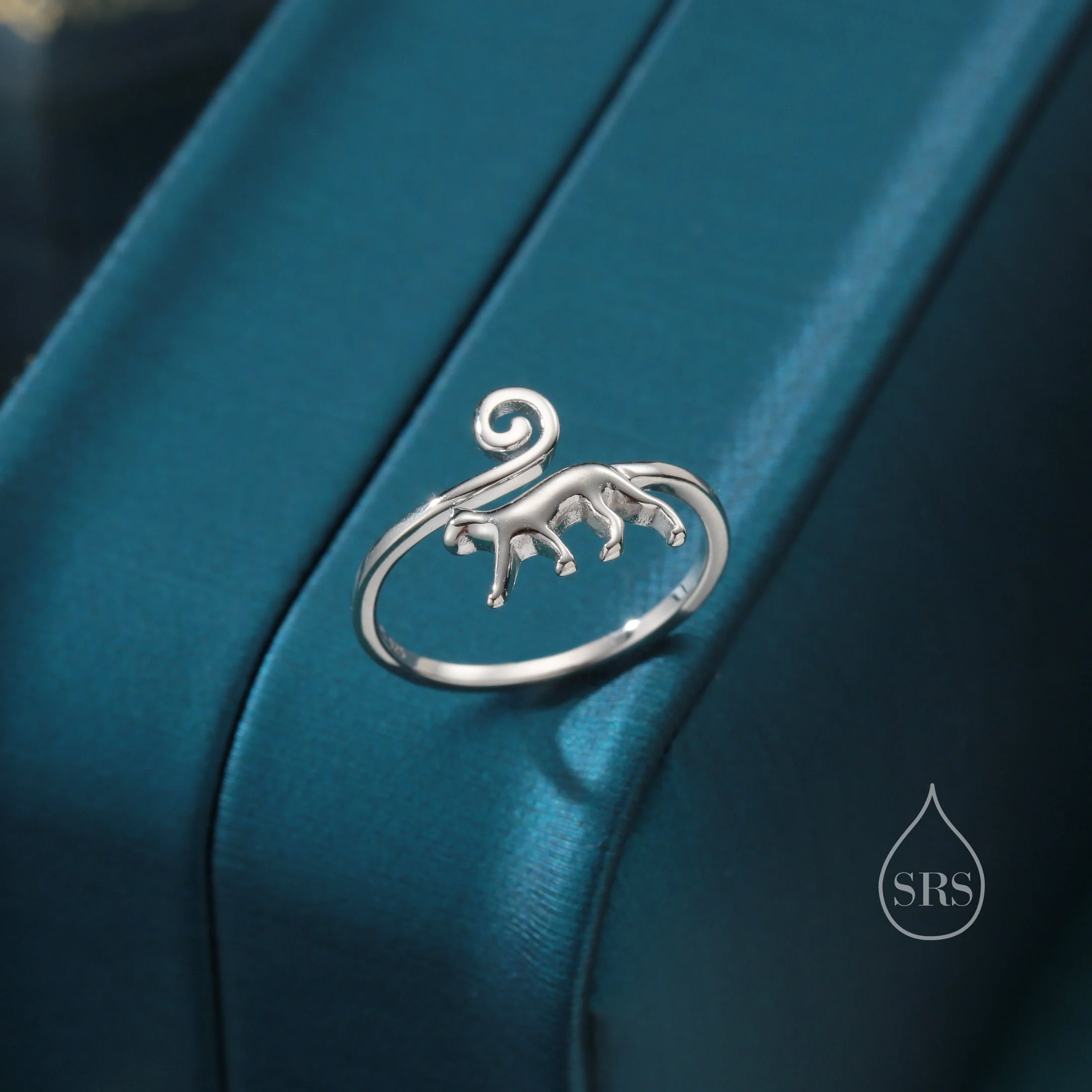 Sterling Silver Cat Ring, Adjustable Sized Ring, Open Ring, Stacking Rings - Image 7