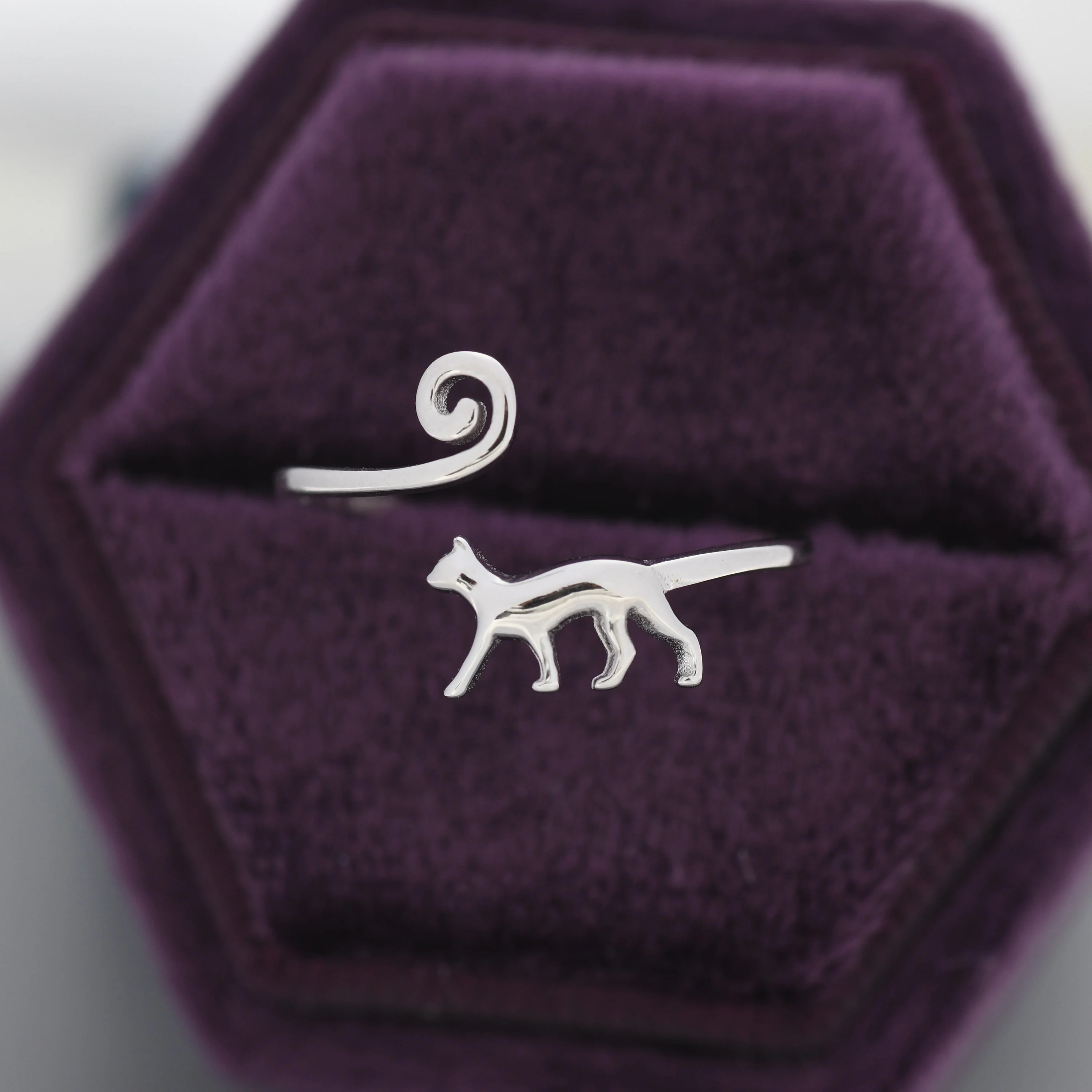 Sterling Silver Cat Ring, Adjustable Sized Ring, Open Ring, Stacking Rings - Image 8