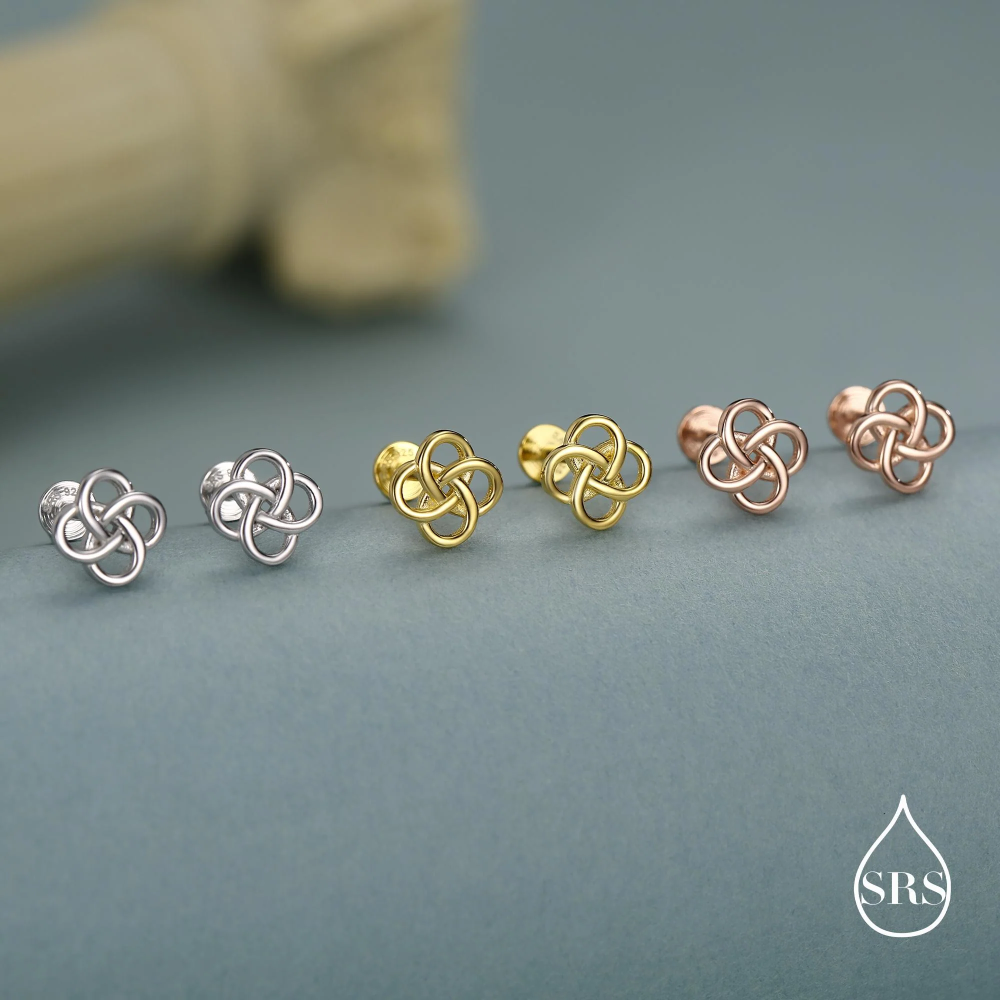 Sterling Silver Celtic Knot 16g Flat Back Stud Earrings UK - Image 8
