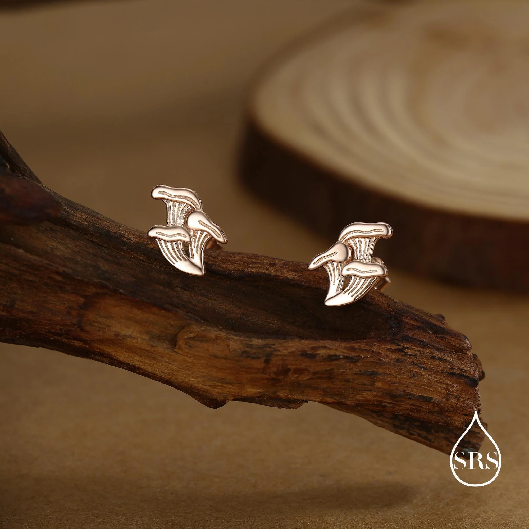 Sterling Silver Chanterelle Mushroom 18G Screw Back Stud Earrings with Ball Backs - Image 7