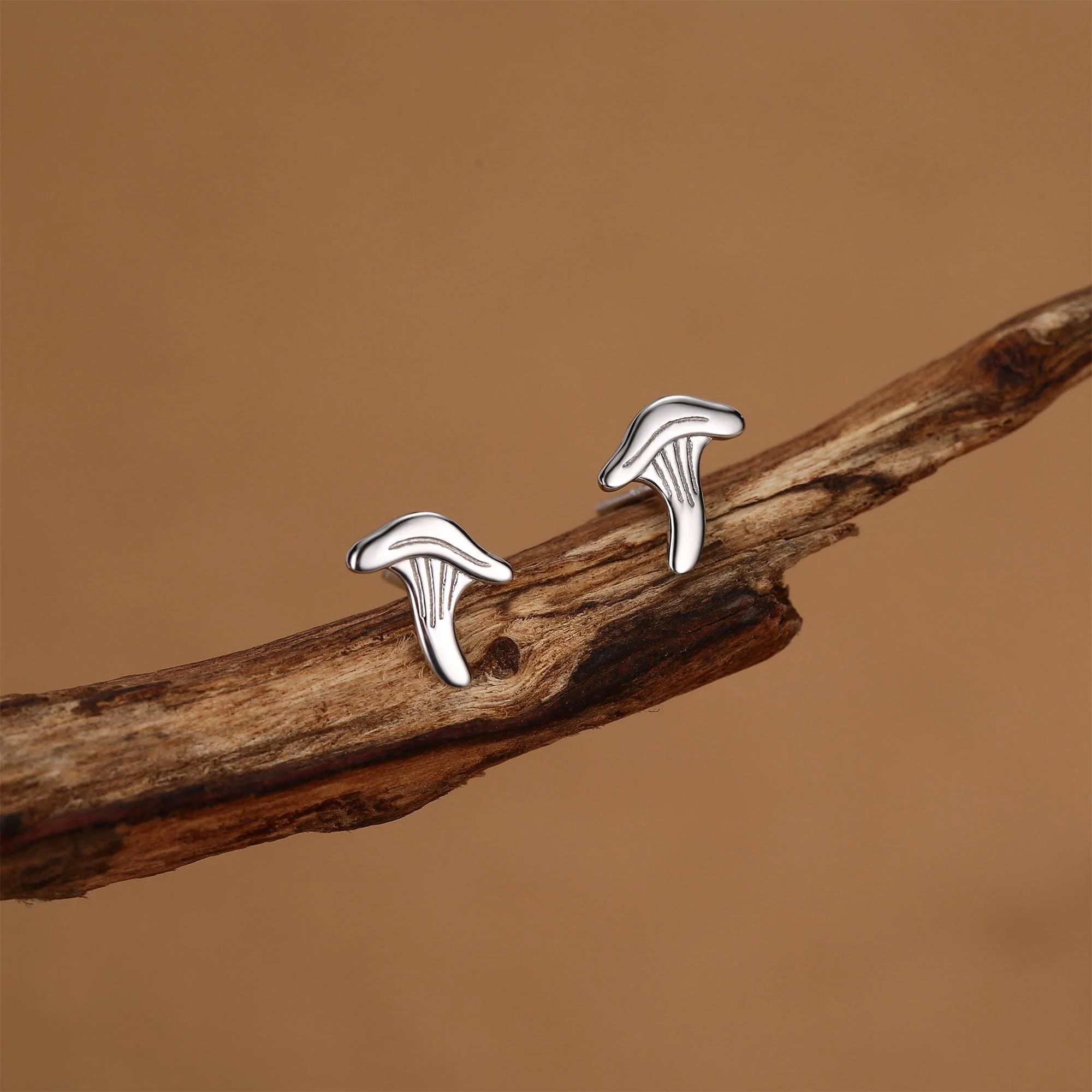 Sterling Silver Chanterelle Mushroom Stud Earrings
