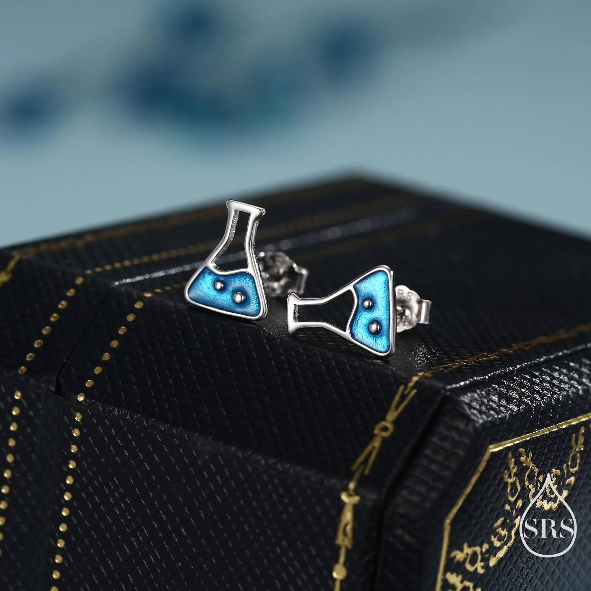 Sterling Silver Chemistry Flask Stud Earrings, Available in Silver, Cute Fun Quirky, Science Inspired - Image 3
