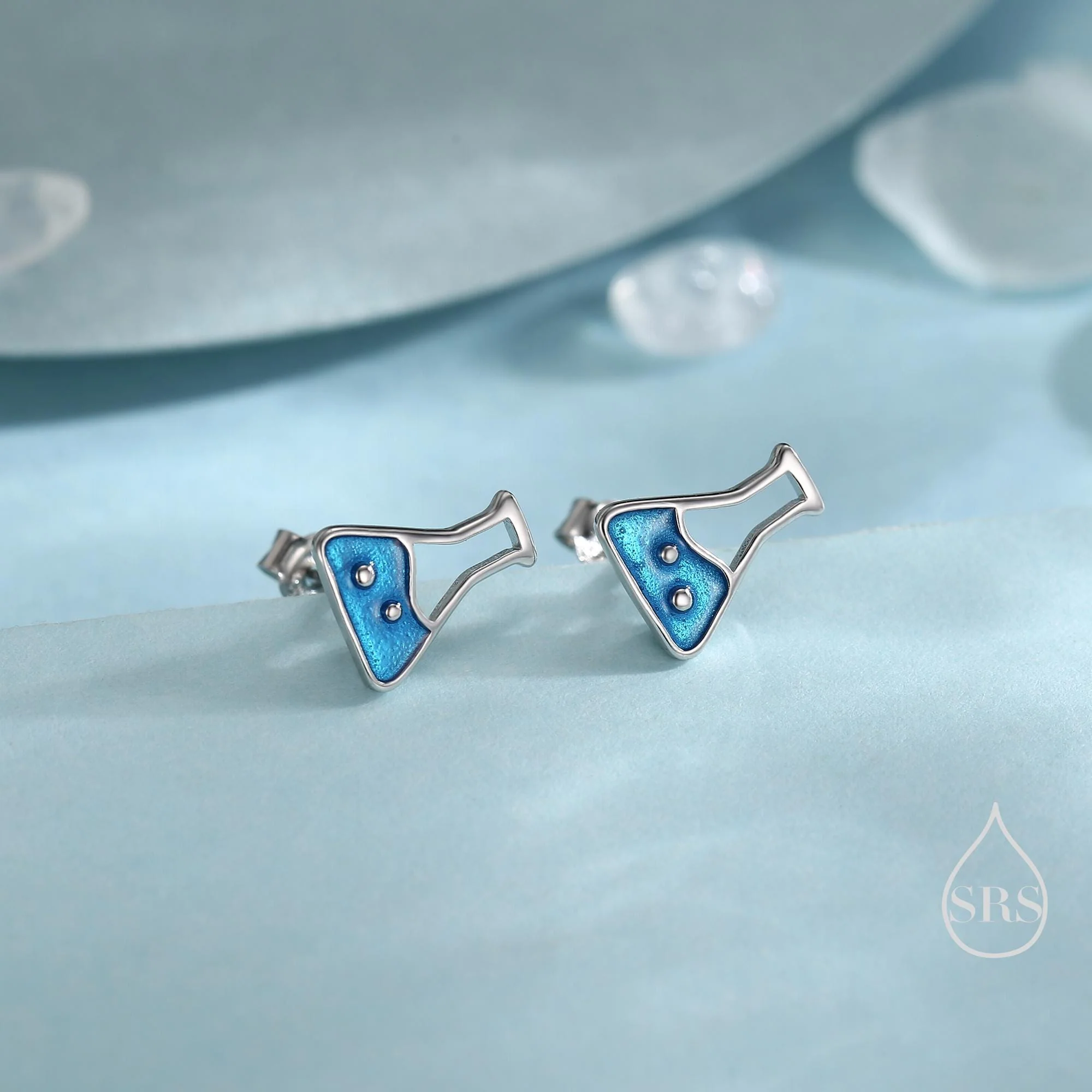 Sterling Silver Chemistry Flask Stud Earrings, Available in Silver, Cute Fun Quirky, Science Inspired - Image 4