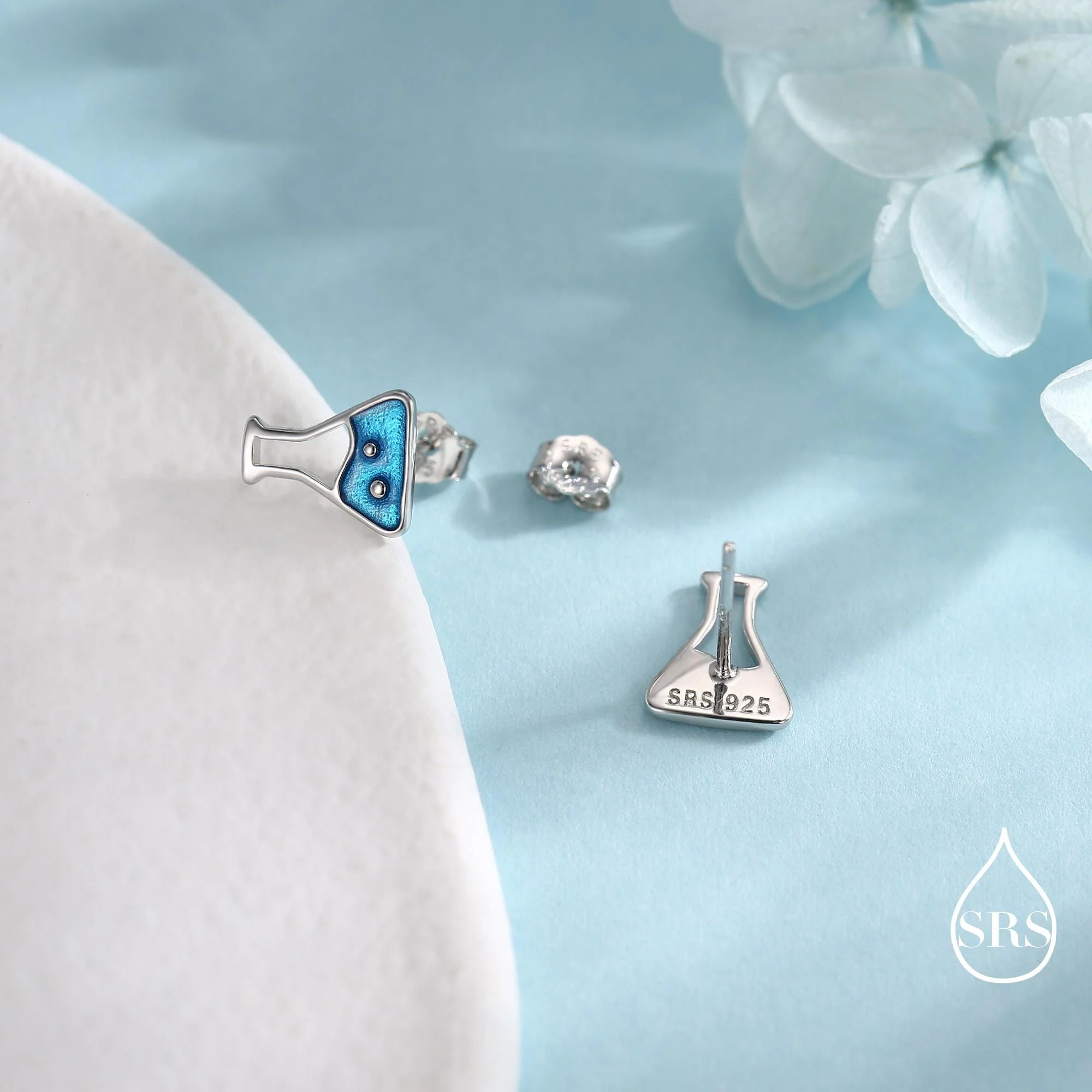 Sterling Silver Chemistry Flask Stud Earrings, Available in Silver, Cute Fun Quirky, Science Inspired - Image 5