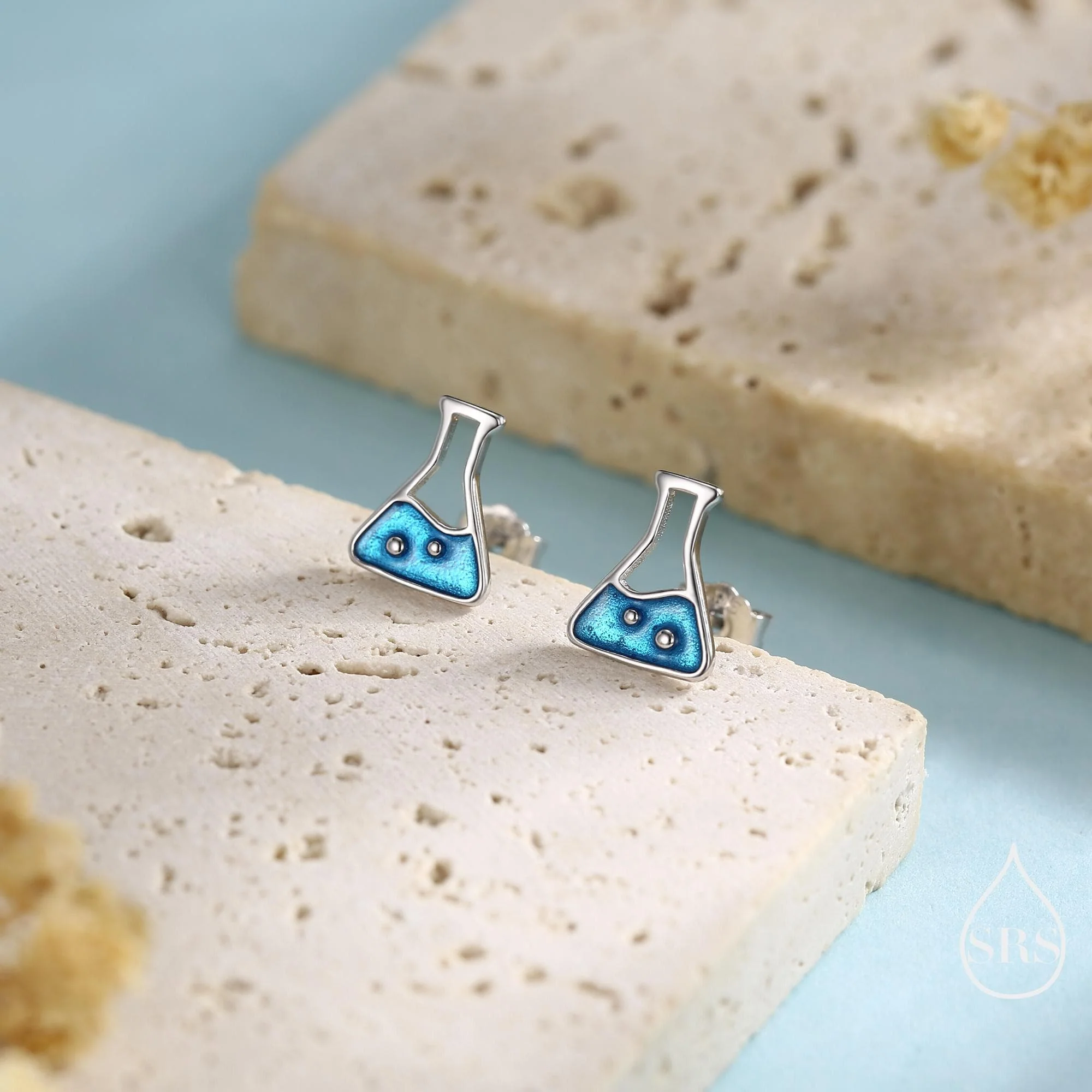 Sterling Silver Chemistry Flask Stud Earrings, Available in Silver, Cute Fun Quirky, Science Inspired - Image 6