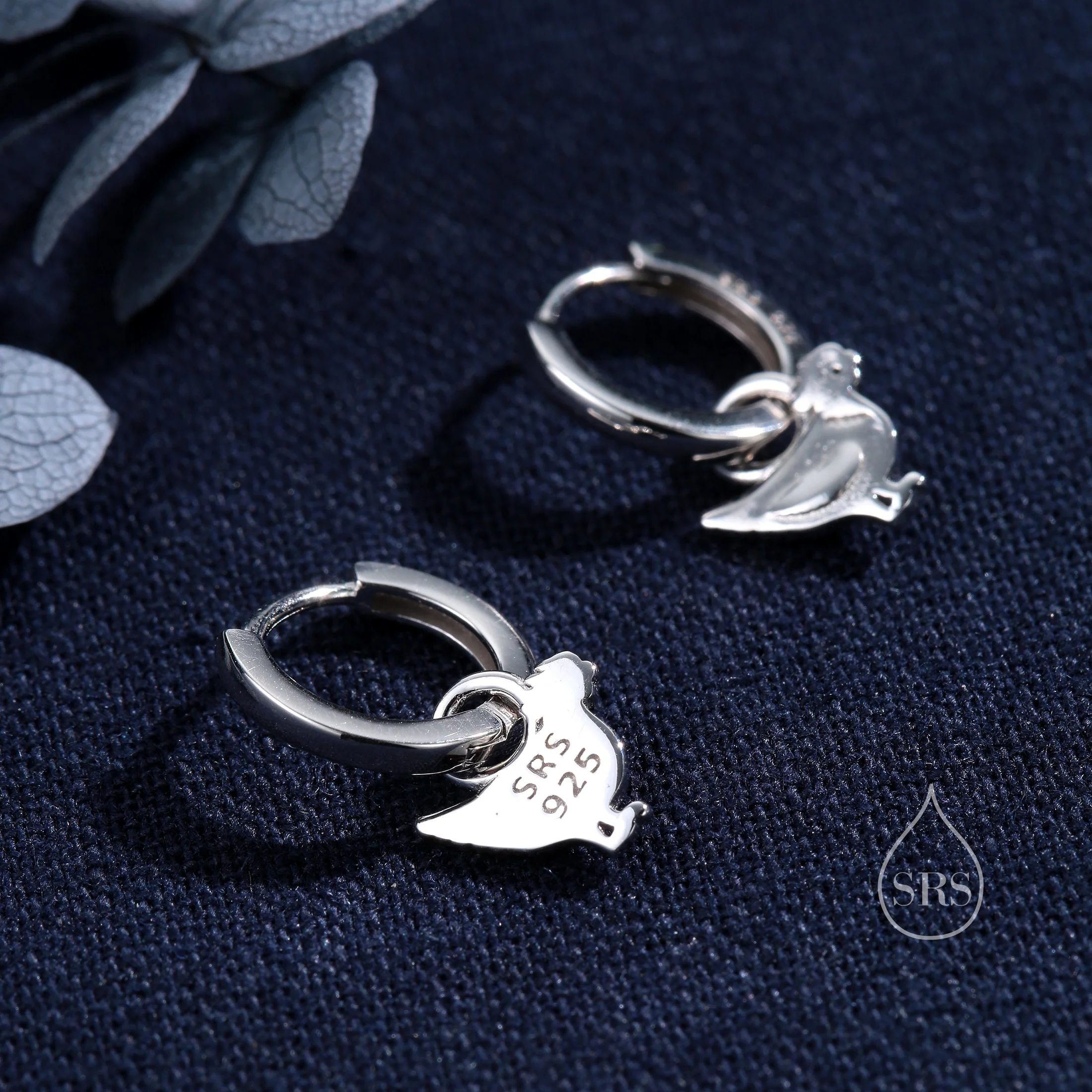 Sterling Silver Chicken Dangle Huggie Hoops, Detachable Chicken Hoop Earrings, Detachable Chicken Bird Hoop Earrings - Image 7