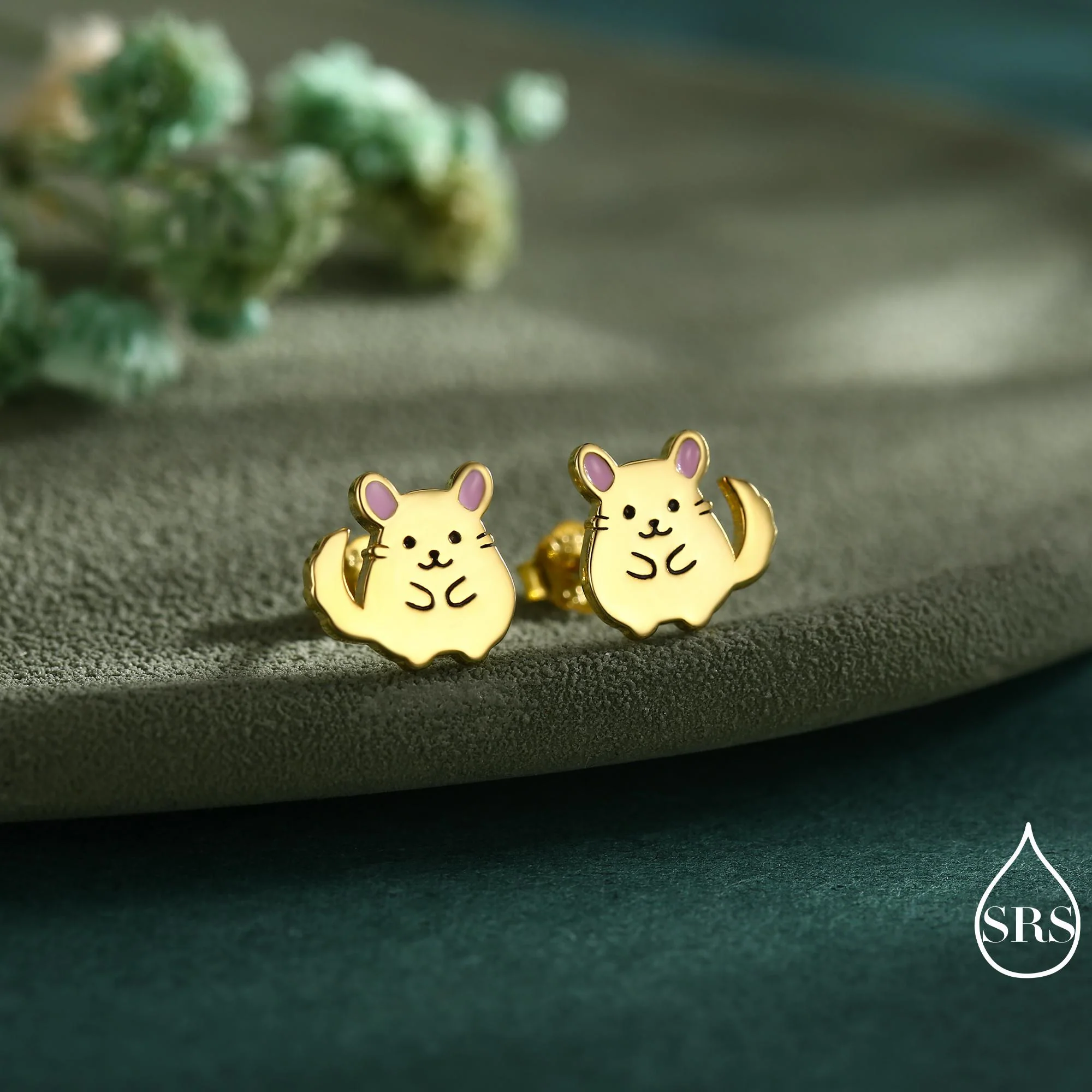 Sterling Silver Chinchilla Stud Earrings, Cute Animal Stud Earrings - Image 5