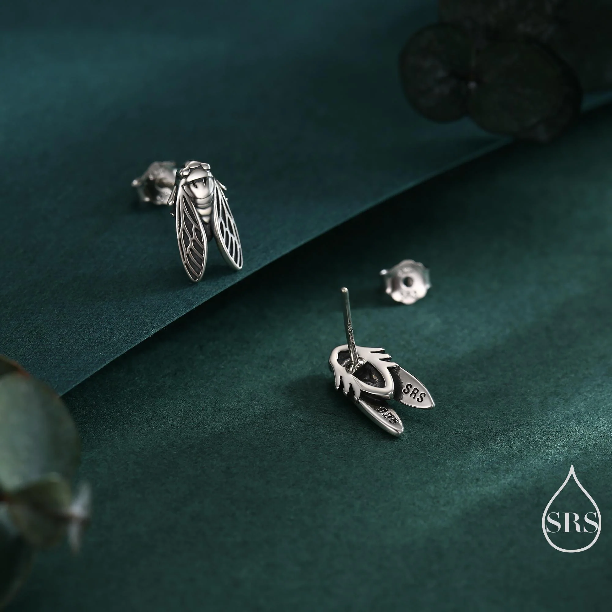 Sterling Silver Cicada Stud Earrings, Silver or Gold or Rose Gold, Cicada Insect Earrings in Sterling Silver, Animal Earrings, Fly Earrings - Image 3