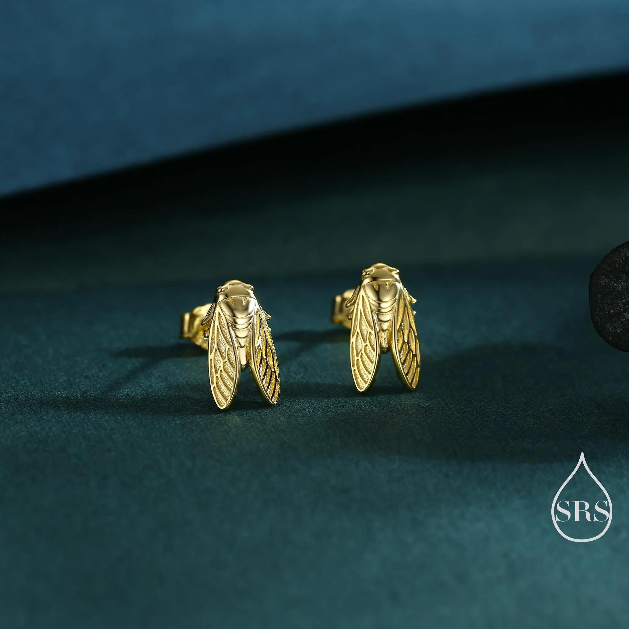 Sterling Silver Cicada Stud Earrings, Silver or Gold or Rose Gold, Cicada Insect Earrings in Sterling Silver, Animal Earrings, Fly Earrings - Image 5
