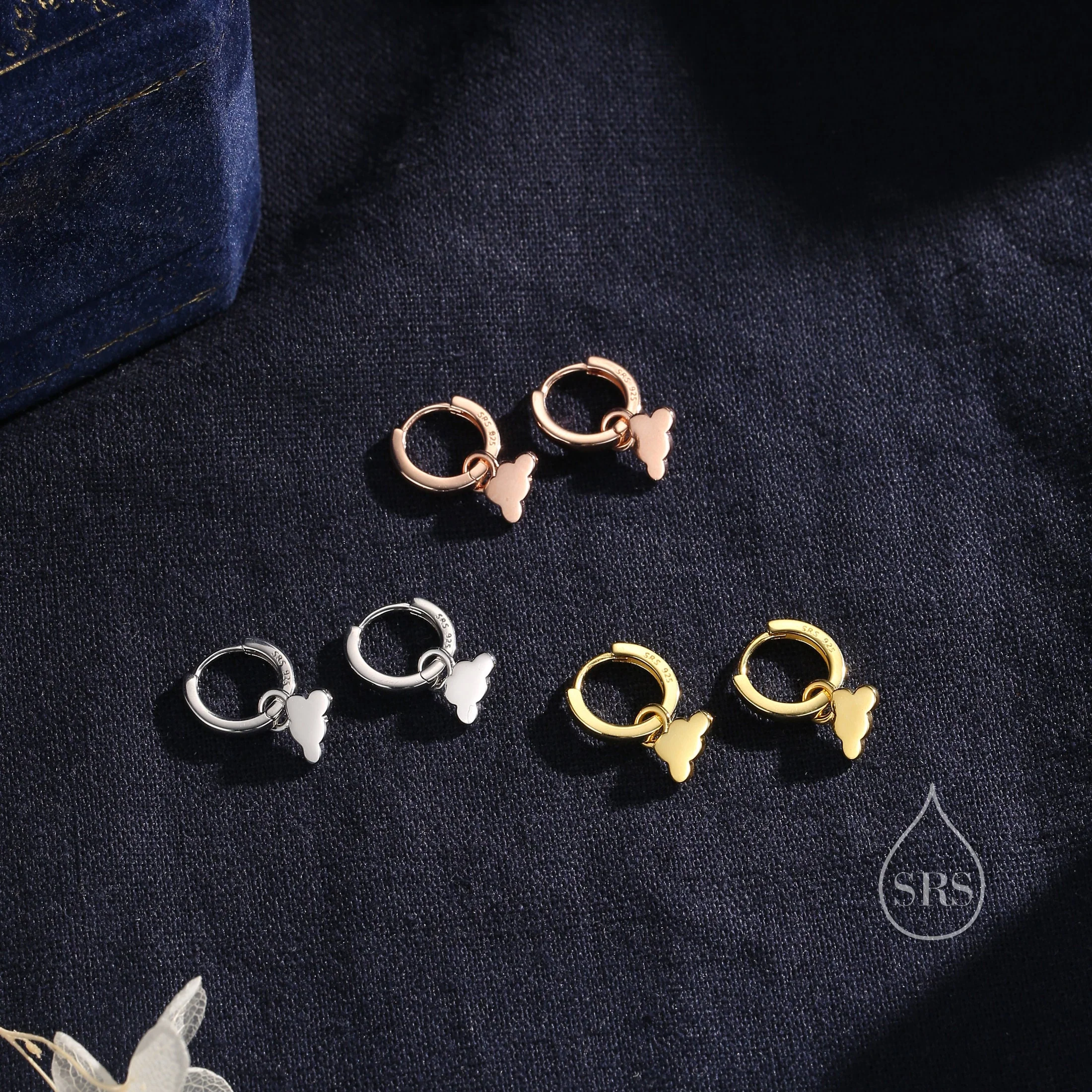 Sterling Silver Cloud Dangle Hoop Earrings, Silver or Gold or Rose Gold, Cloud Huggie Hoops, Interchangeable Charms, Detachable - Image 6