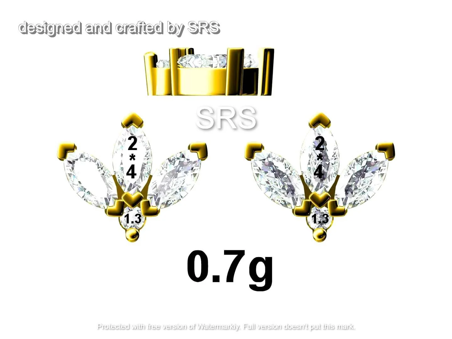 Sterling Silver Tiny Coffee CZ Marquise Cluster Stud Earrings, Gold or Silver, Marquise Fan Stud, CZ Crown Stud, Three Marquise Stud - Image 10