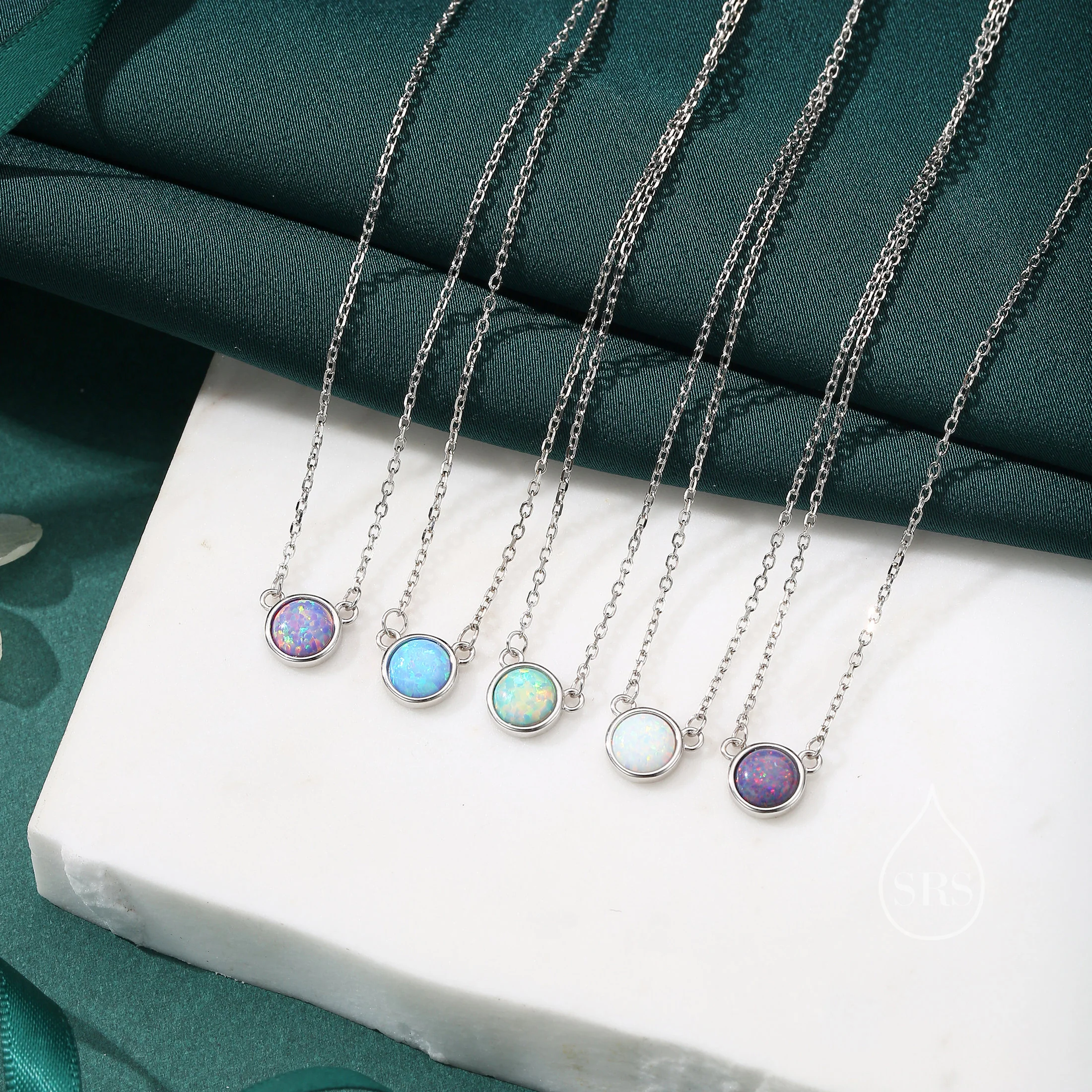Sterling Silver Cosmic Purple Opal Dainty Coin Pendant Necklace - Delicate Crystal Coin Necklace - Image 5