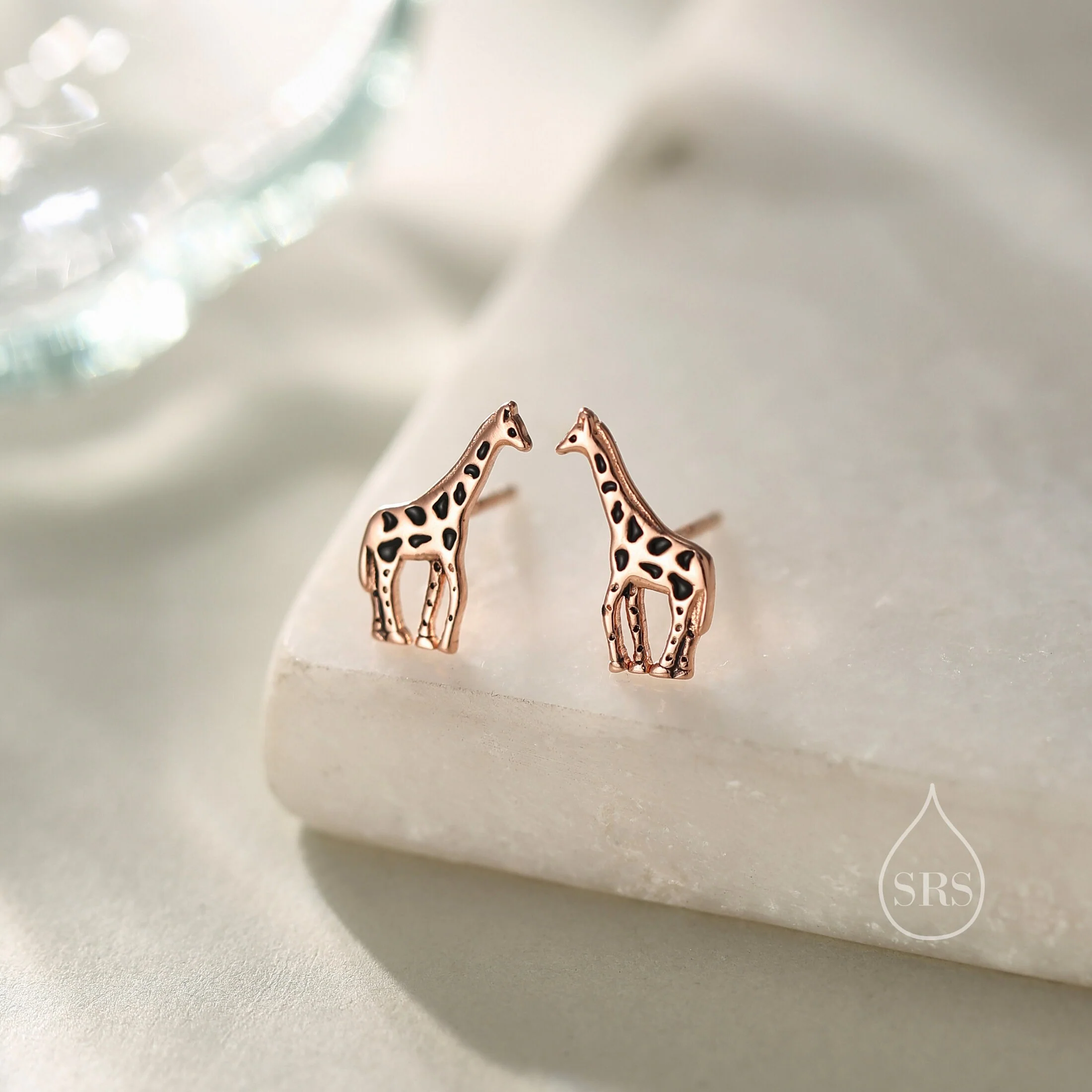 Sterling Silver Cute Little Giraffe Stud Earrings - Hand Painted Enamel - Cute, Fun, Whimsical and Pretty Jewellery - Image 4