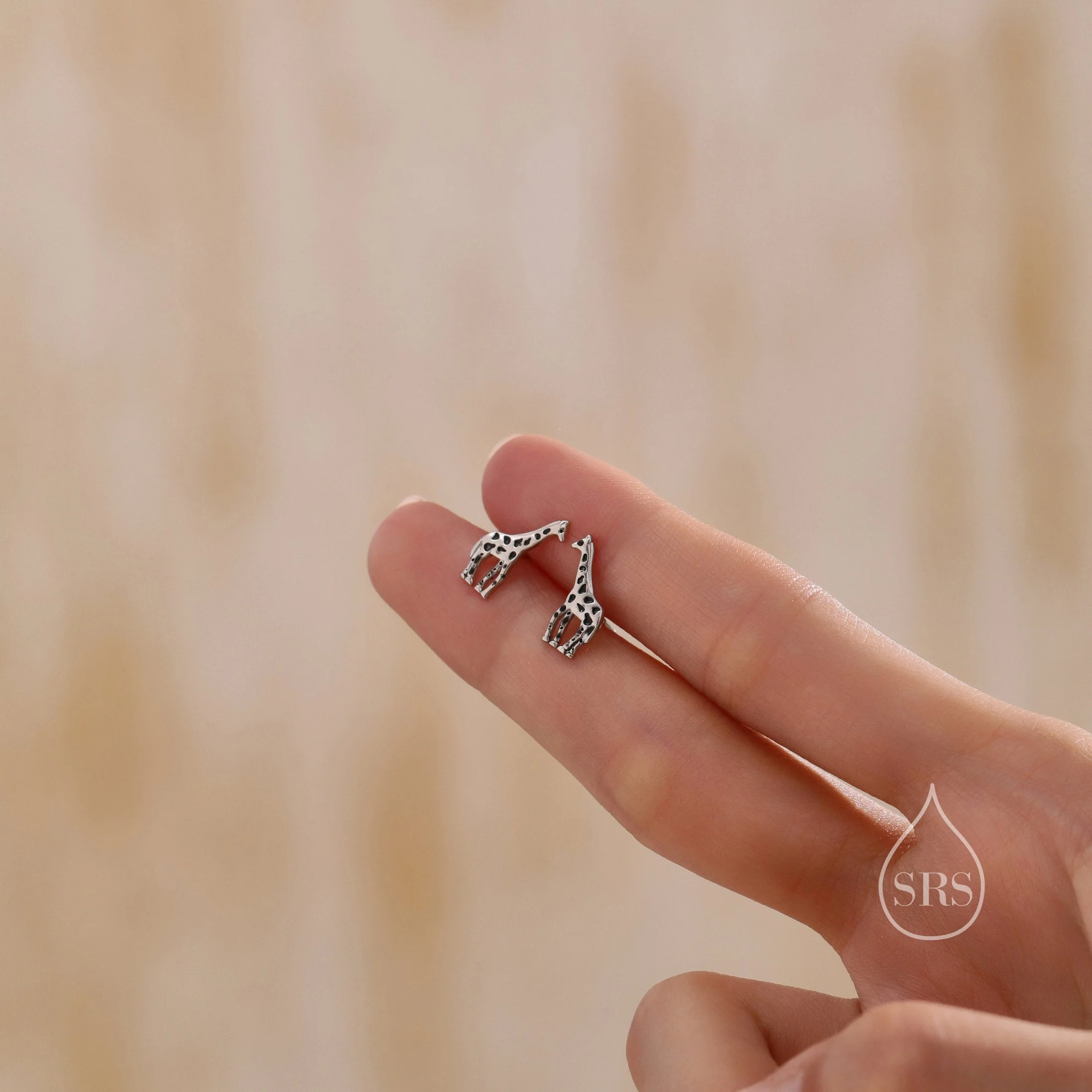 Sterling Silver Cute Little Giraffe Stud Earrings - Hand Painted Enamel - Cute, Fun, Whimsical and Pretty Jewellery - Image 5
