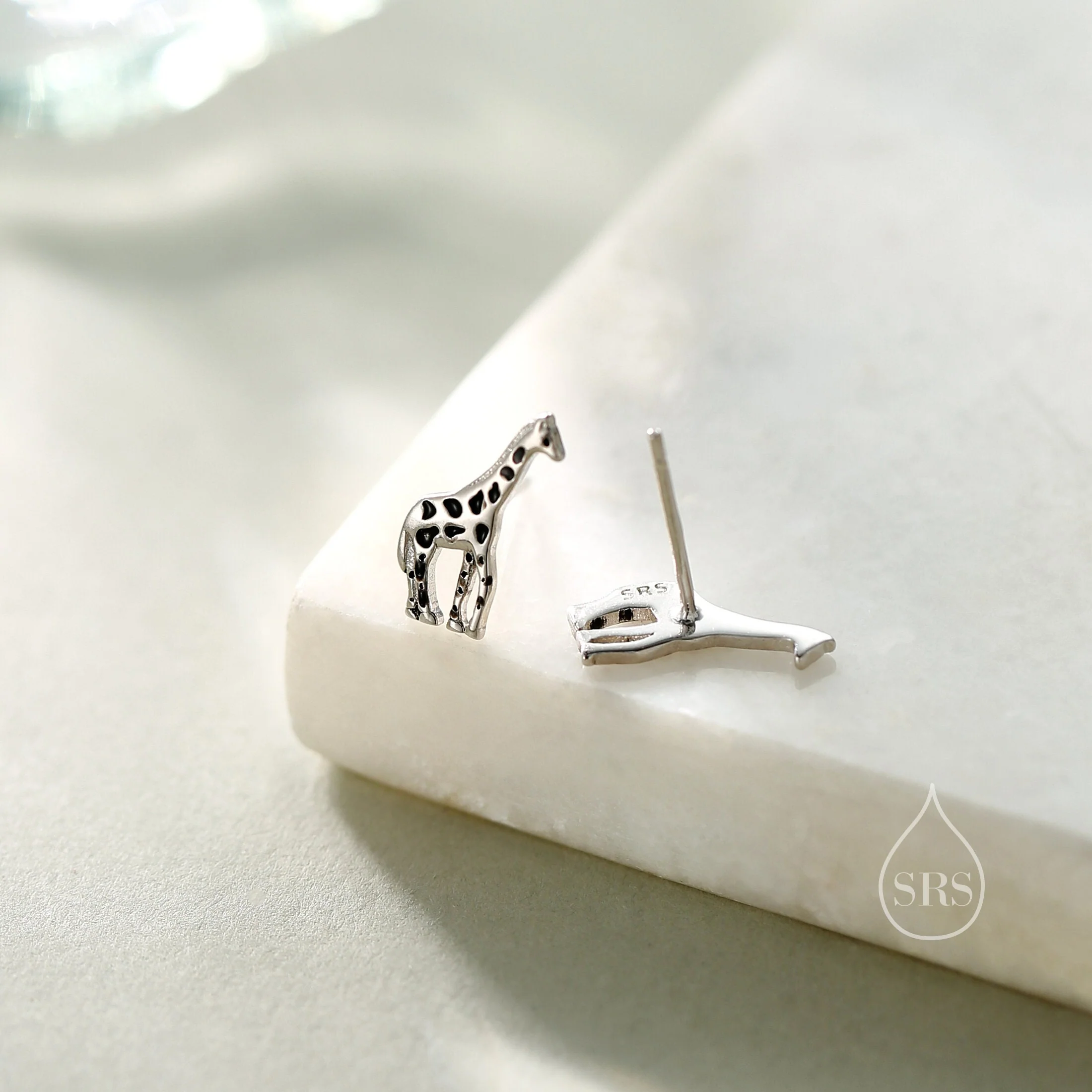 Sterling Silver Cute Little Giraffe Stud Earrings - Hand Painted Enamel - Cute, Fun, Whimsical and Pretty Jewellery - Image 6
