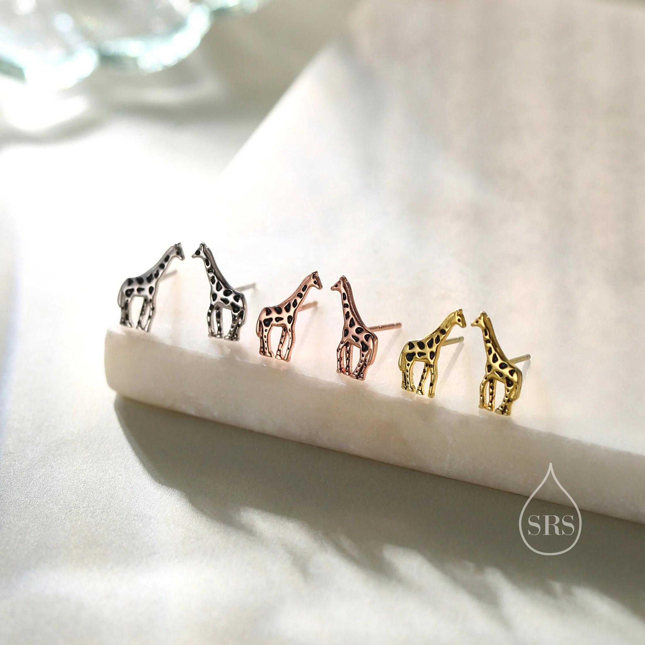 Sterling Silver Cute Little Giraffe Stud Earrings - Hand Painted Enamel - Cute, Fun, Whimsical and Pretty Jewellery - Image 7