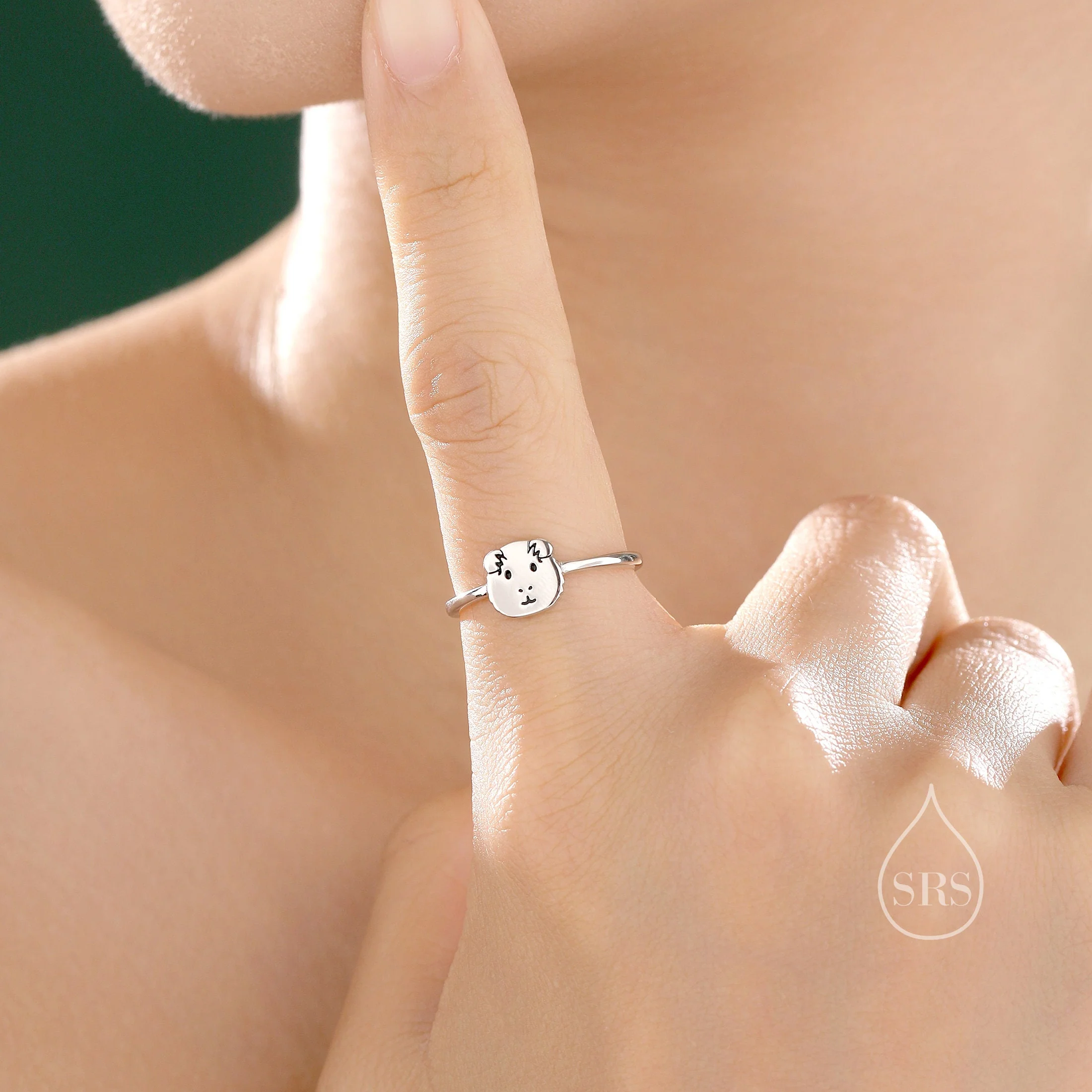 Sterling Silver Cute Little Guinea Pig Ring, Adjustable Size, Cute Guinea Pig Jewellery, Dainty and Delicate, Guinea Pig Ring - Image 2