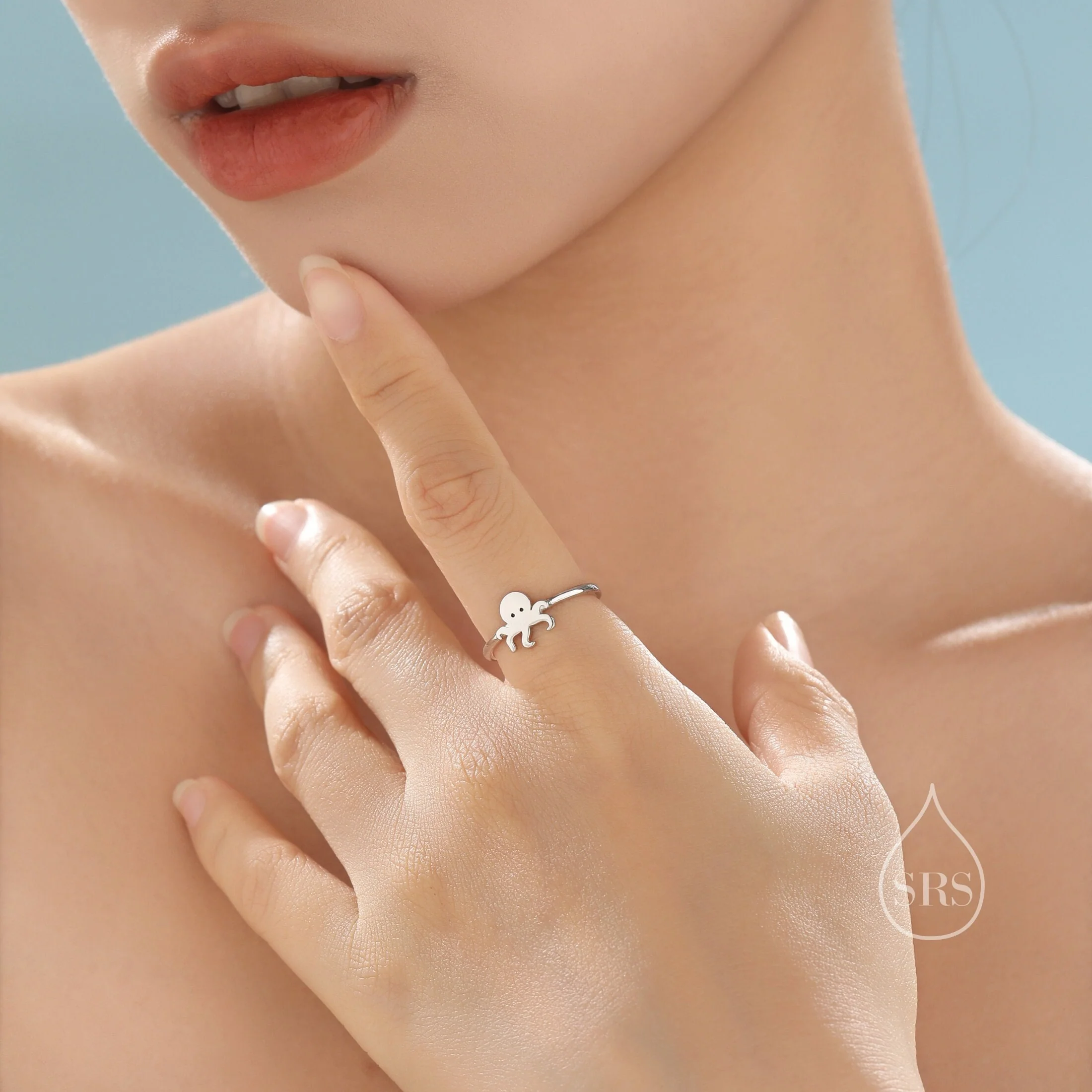 Sterling Silver Cute Little Octopus Ring, Adjustable Size, Cute Octopus Jewellery, Dainty and Delicate, Octopus Ring, Ocean Fish Ring - Image 2