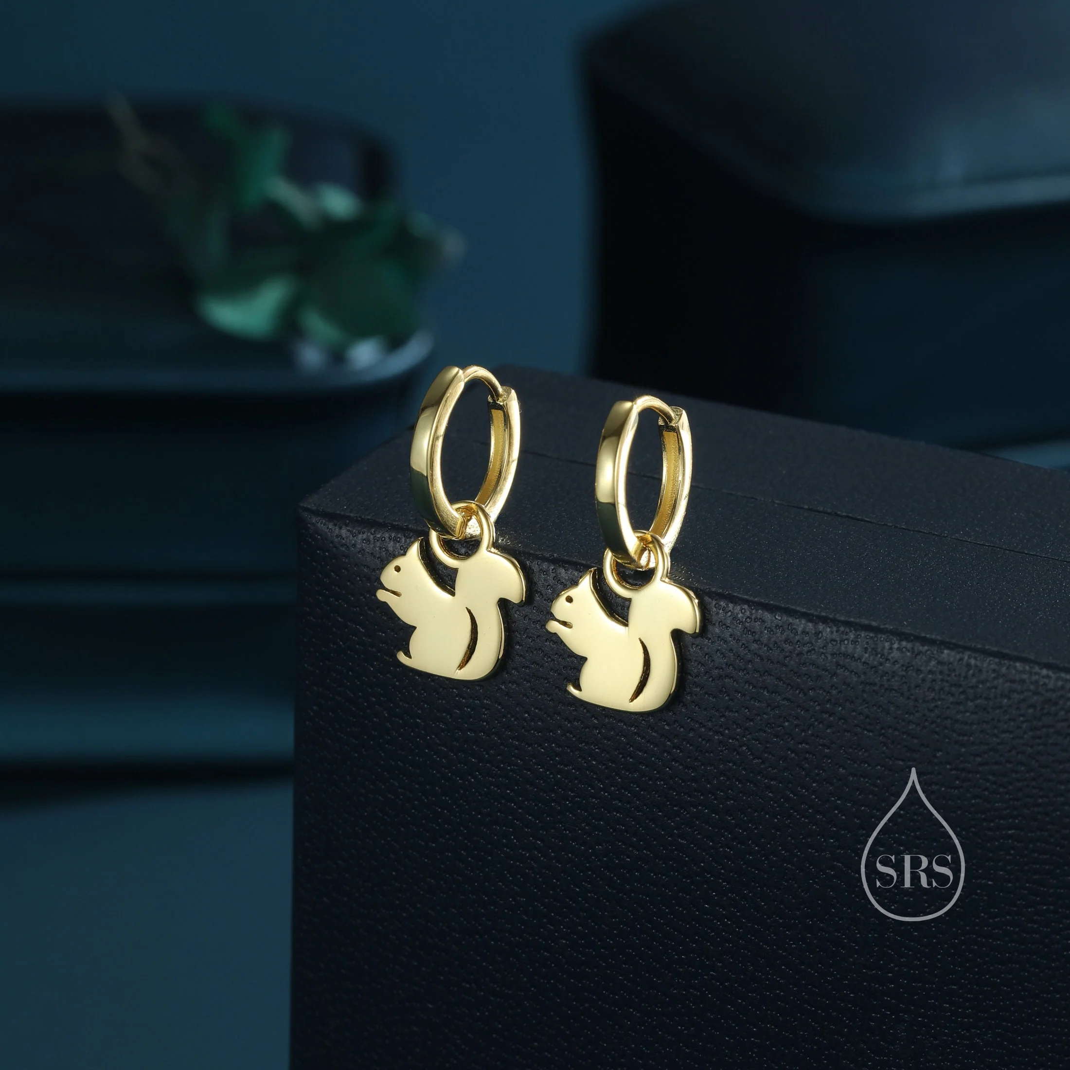 Sterling Silver Cute Squirrel Dangle Huggie Hoops, Detachable Squirrel Hoop Earrings, Dainty Dangle Earrings, Squirrel Earrings - Image 5