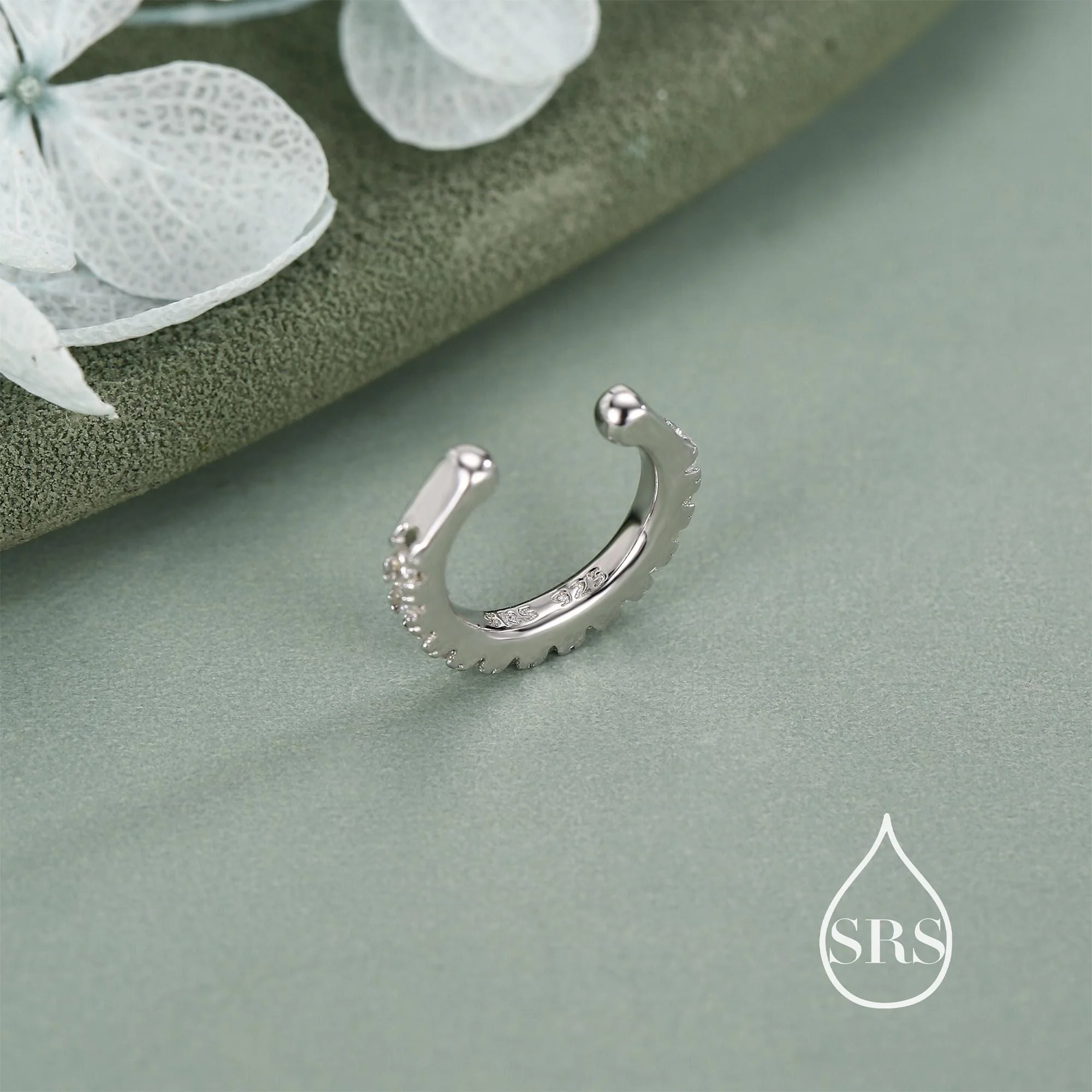 Sterling Silver CZ Crystal Ear Cuff, Fine Pave Ear Cuff, Silver, Gold and Rose Gold, None-Pieced Earrings, Wrap Earrings, - Image 7
