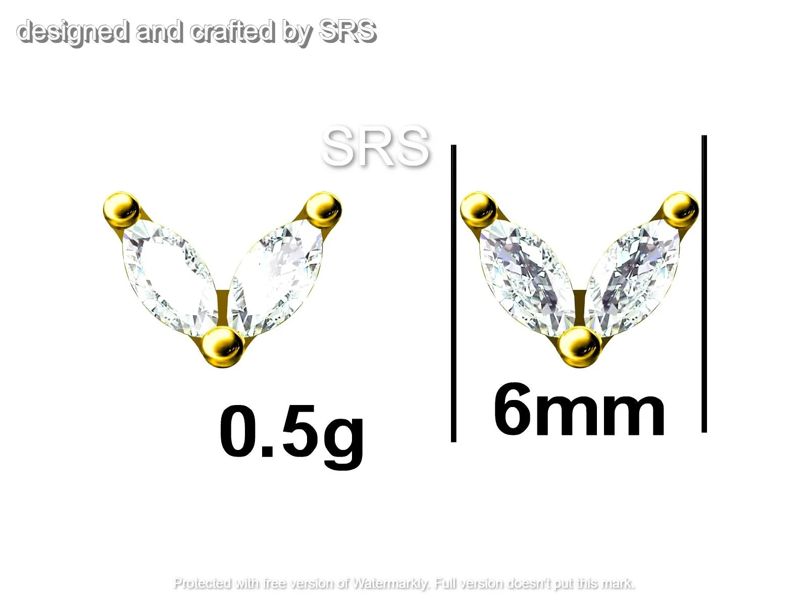 Sterling Silver CZ Marquise Leaf Duo Stud Earrings,  Gold or Silver, Marquise Fan Stud, CZ Crown Stud, Two Marquise Stud - Image 10