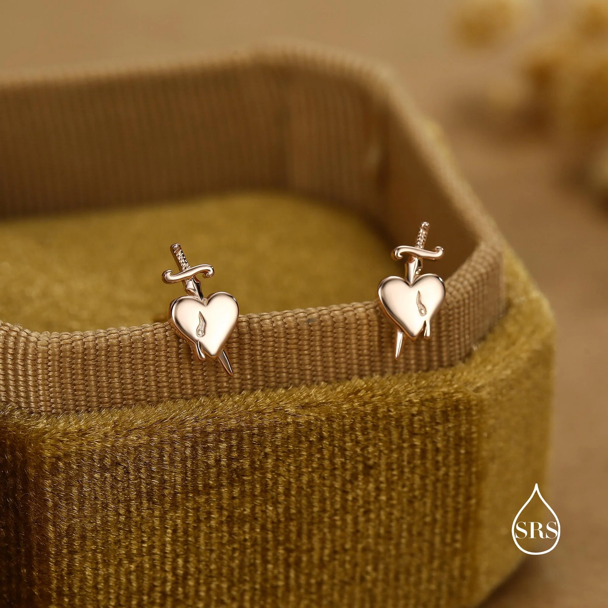 Sterling Silver Dagger Heart Stud Earrings - Image 4
