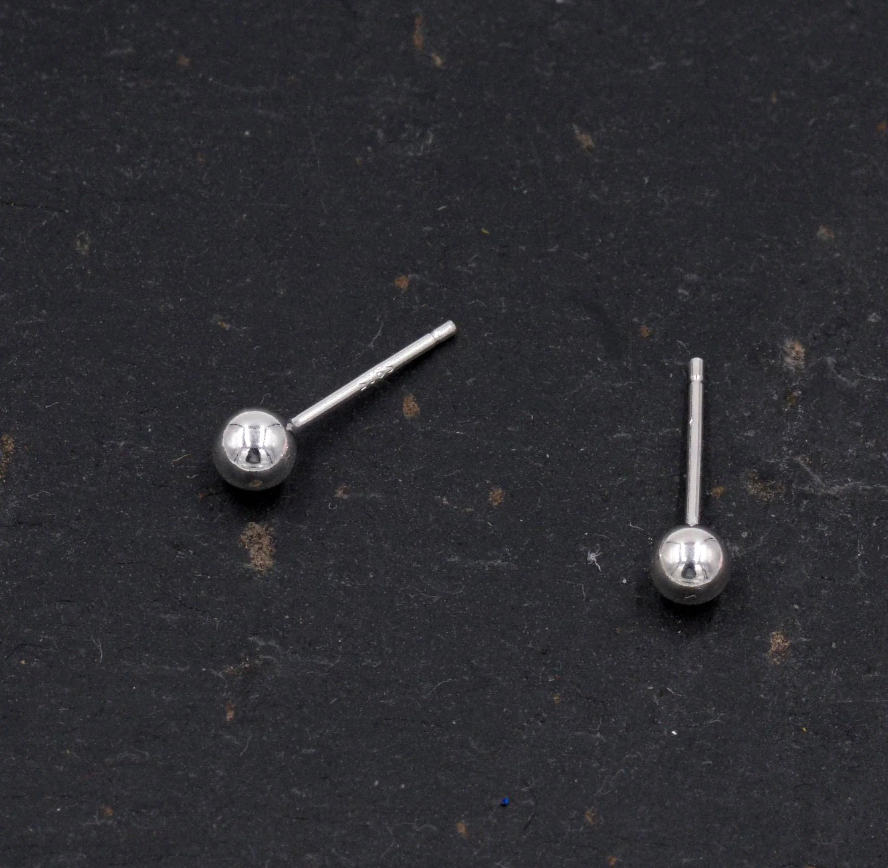 Sterling Silver Dainty Little Ball Circle Sphere Tiny Stud Earrings, Minimalist Geometric Design - Image 4