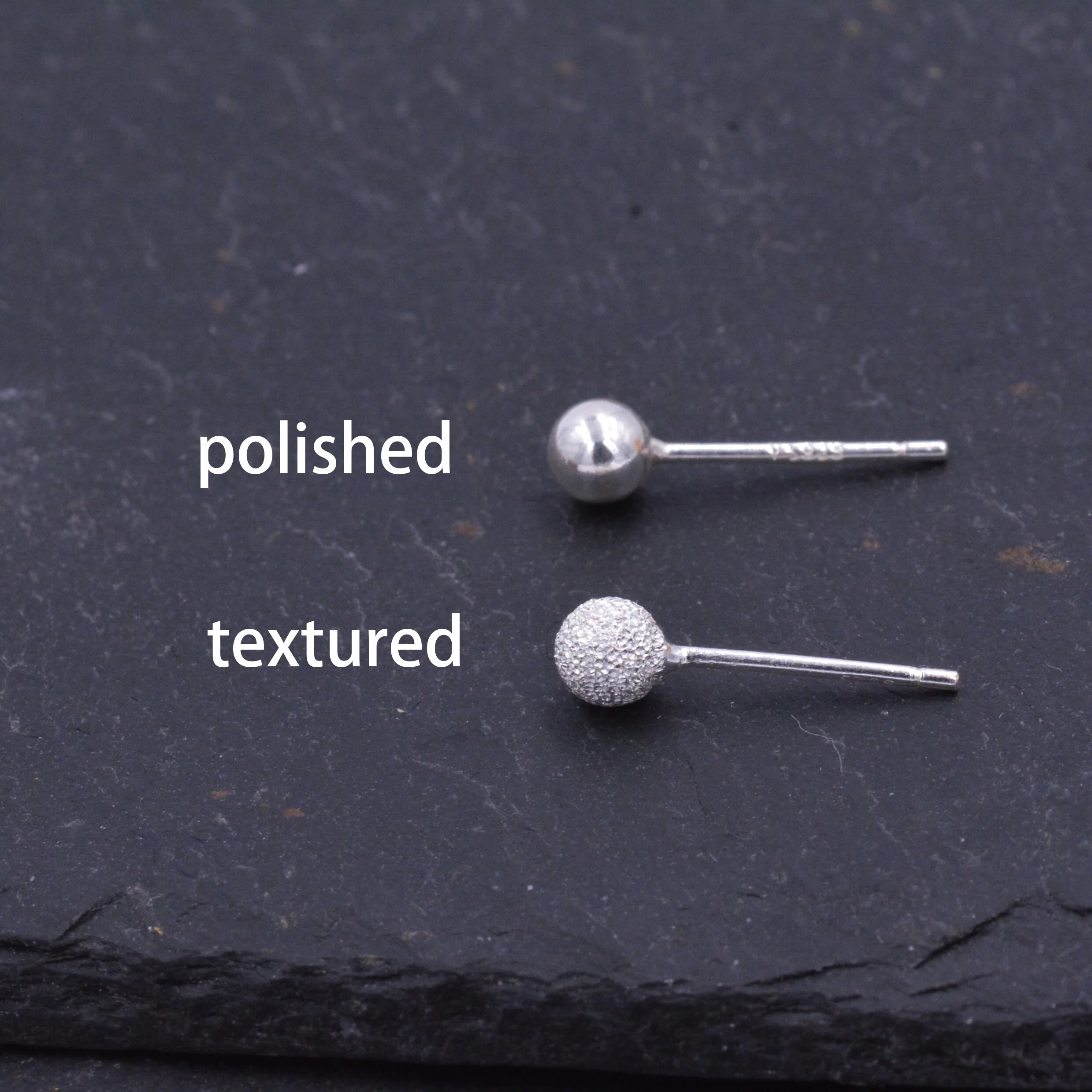 Sterling Silver Dainty Little Ball Circle Sphere Tiny Stud Earrings, Minimalist Geometric Design - Image 6