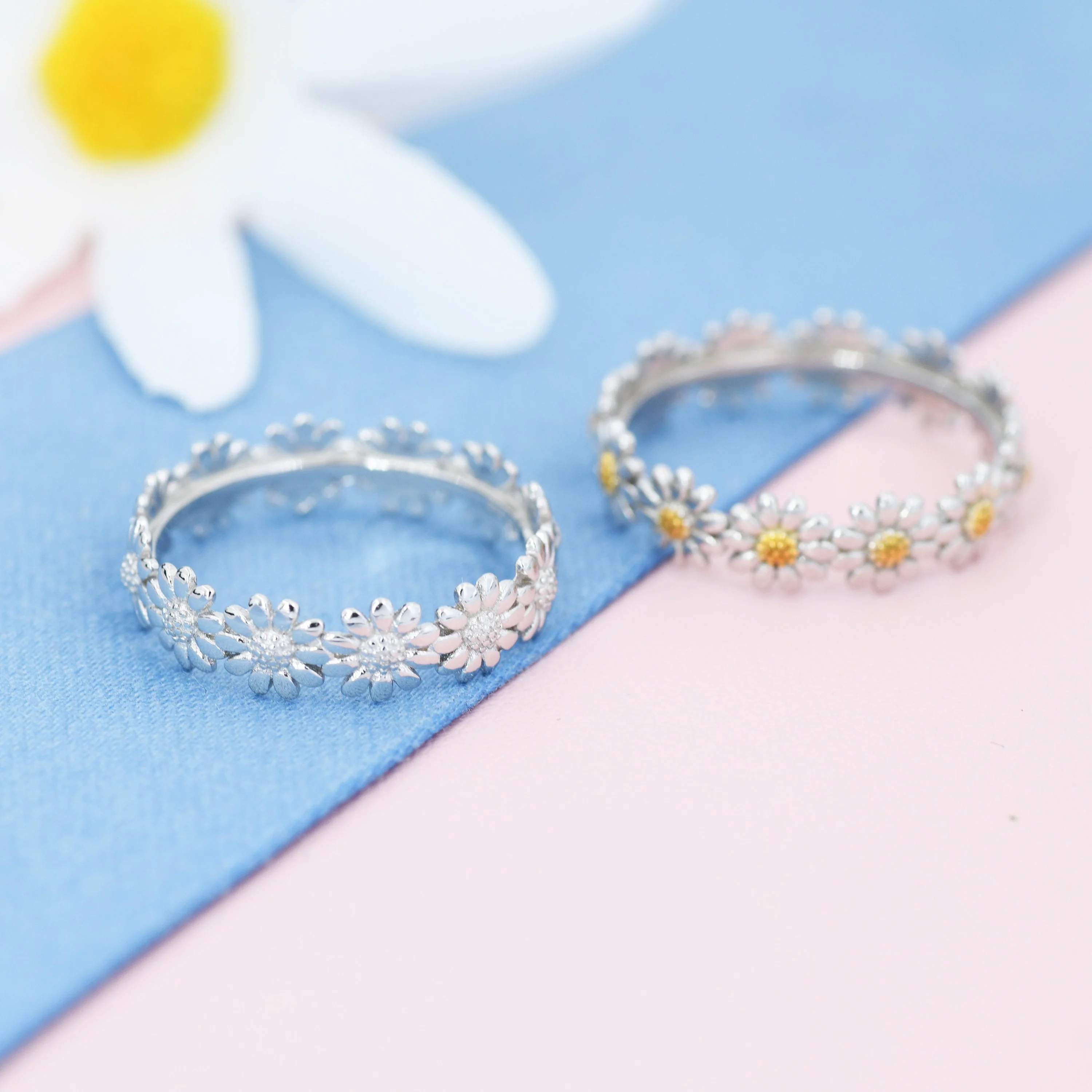 Sterling Silver Daisy Ring, Flower Infinity Band, Eternity Ring, Friendship Ring, Nature Inspired Jewellery US 5 - 8 - Image 4