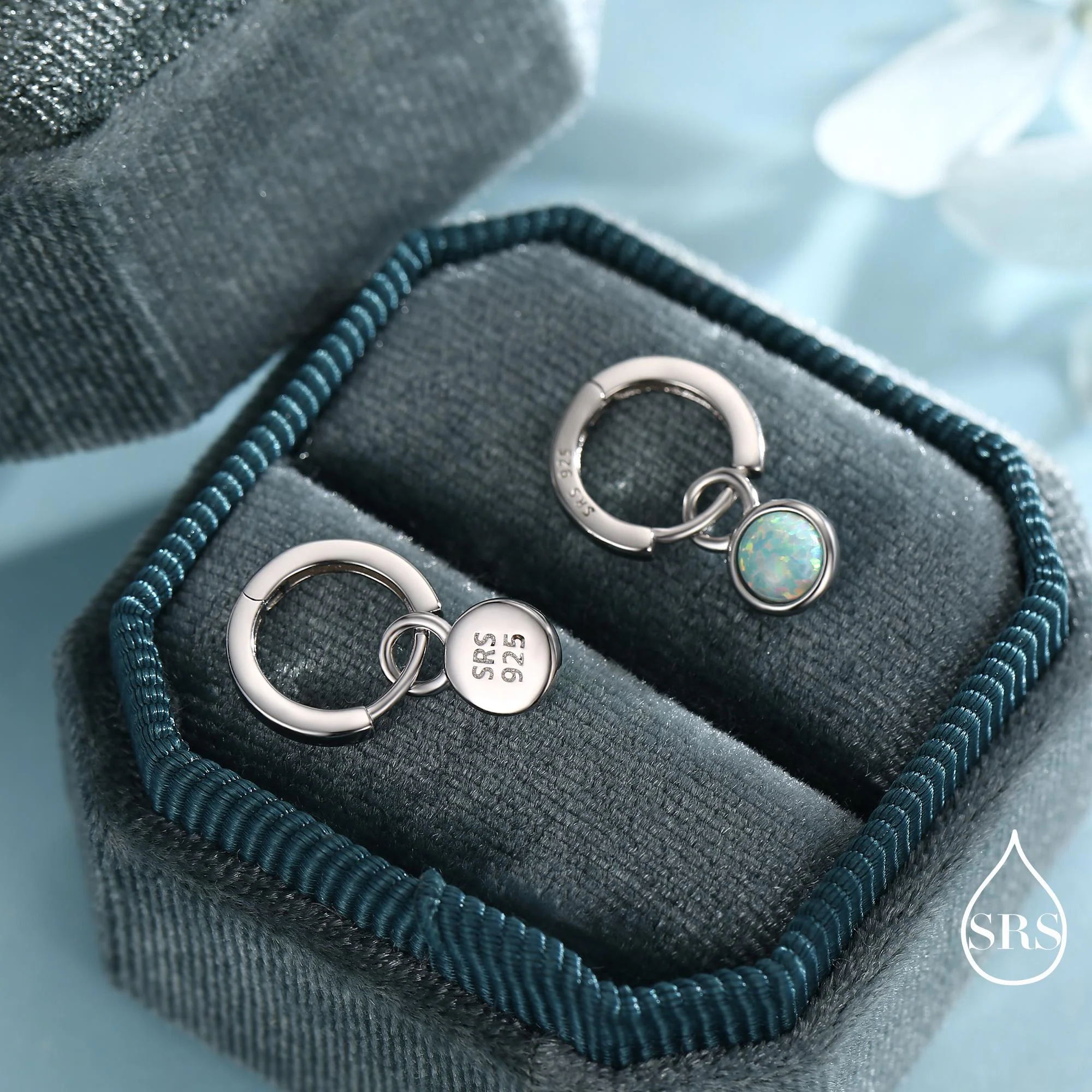 Sterling Silver Dangling Green Opal Hoop Earrings, Detachable Fire Opal Charm Dangle Hoop Earrings, Silver or Gold, Interchangeable - Image 5