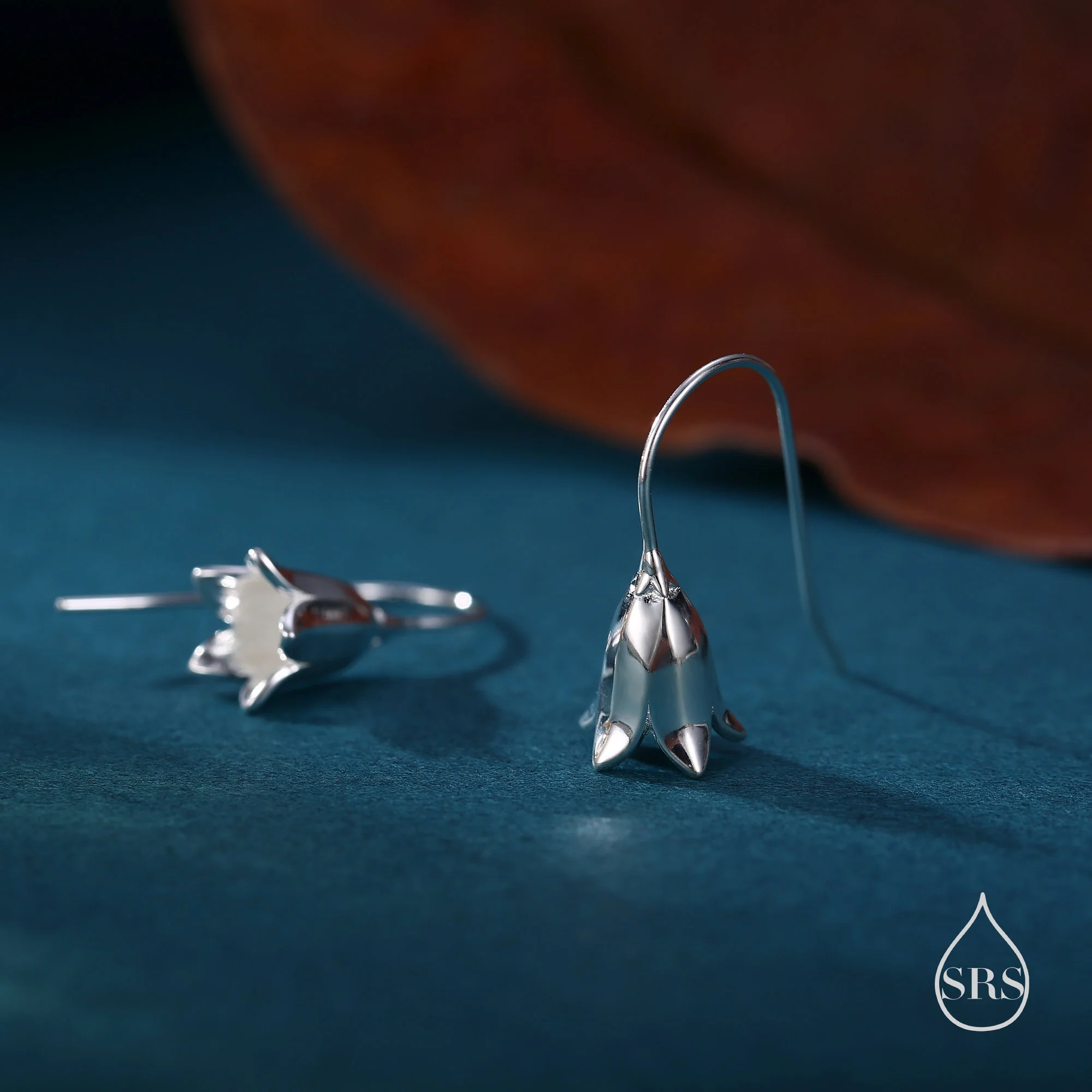 Sterling Silver Delicate Bluebell Flower Drop Earrings, Dainty Dangle Bluebell Flower Earrings, Snowdrop Earrings, Spring Flowers - Image 3
