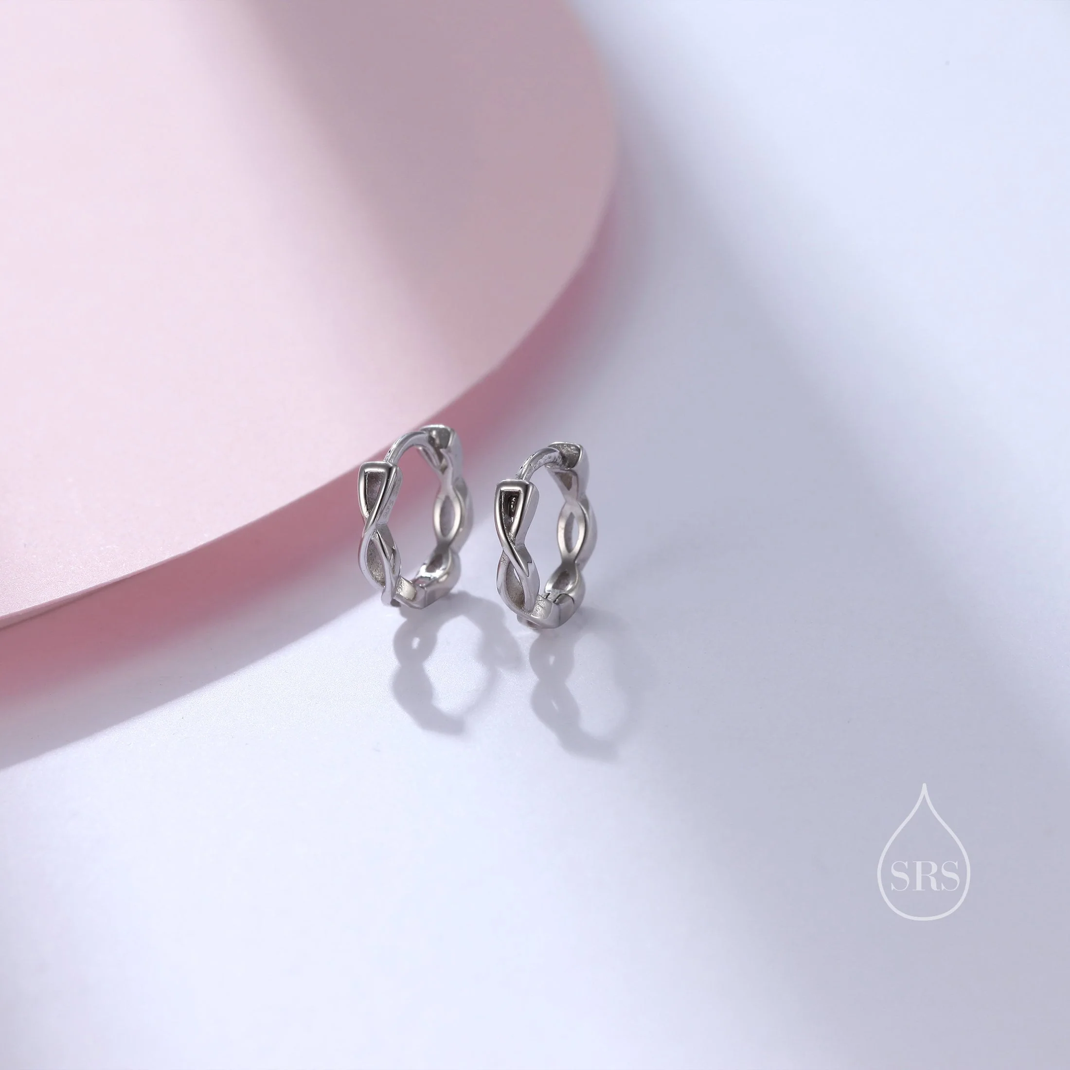 Sterling Silver Delicate Braided Huggie Hoops, Mini Twist Hoops, Intertwining Hoop Earrings, Dainty Huggie Hoops Earrings, Mobius Hoops - Image 10